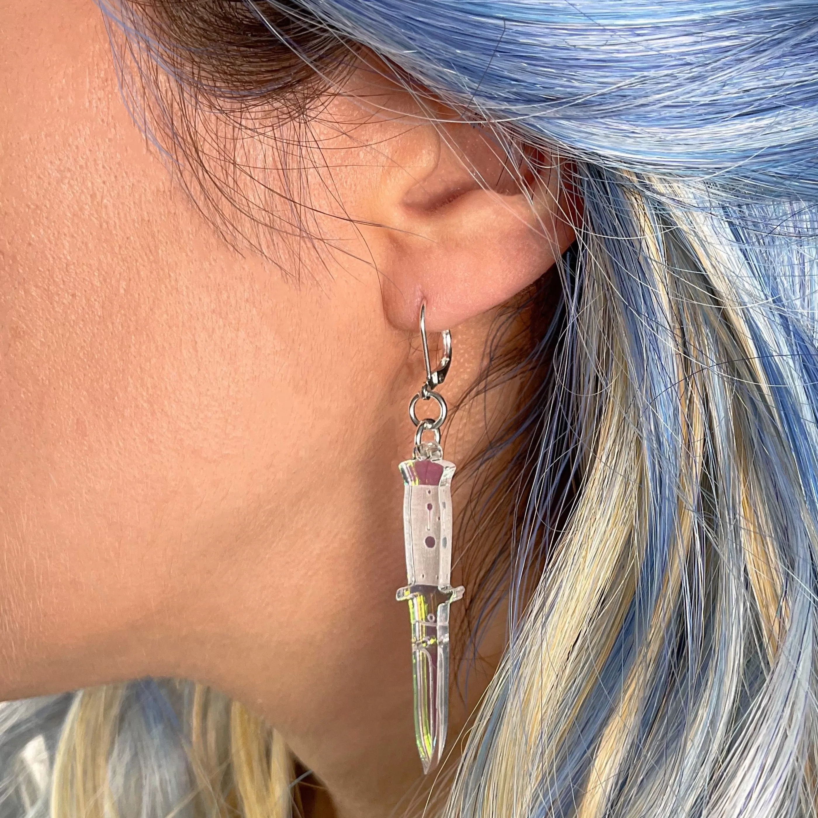 Vinca Jewellery>A Knife Less Ordinary Iridescent Hook Earrings