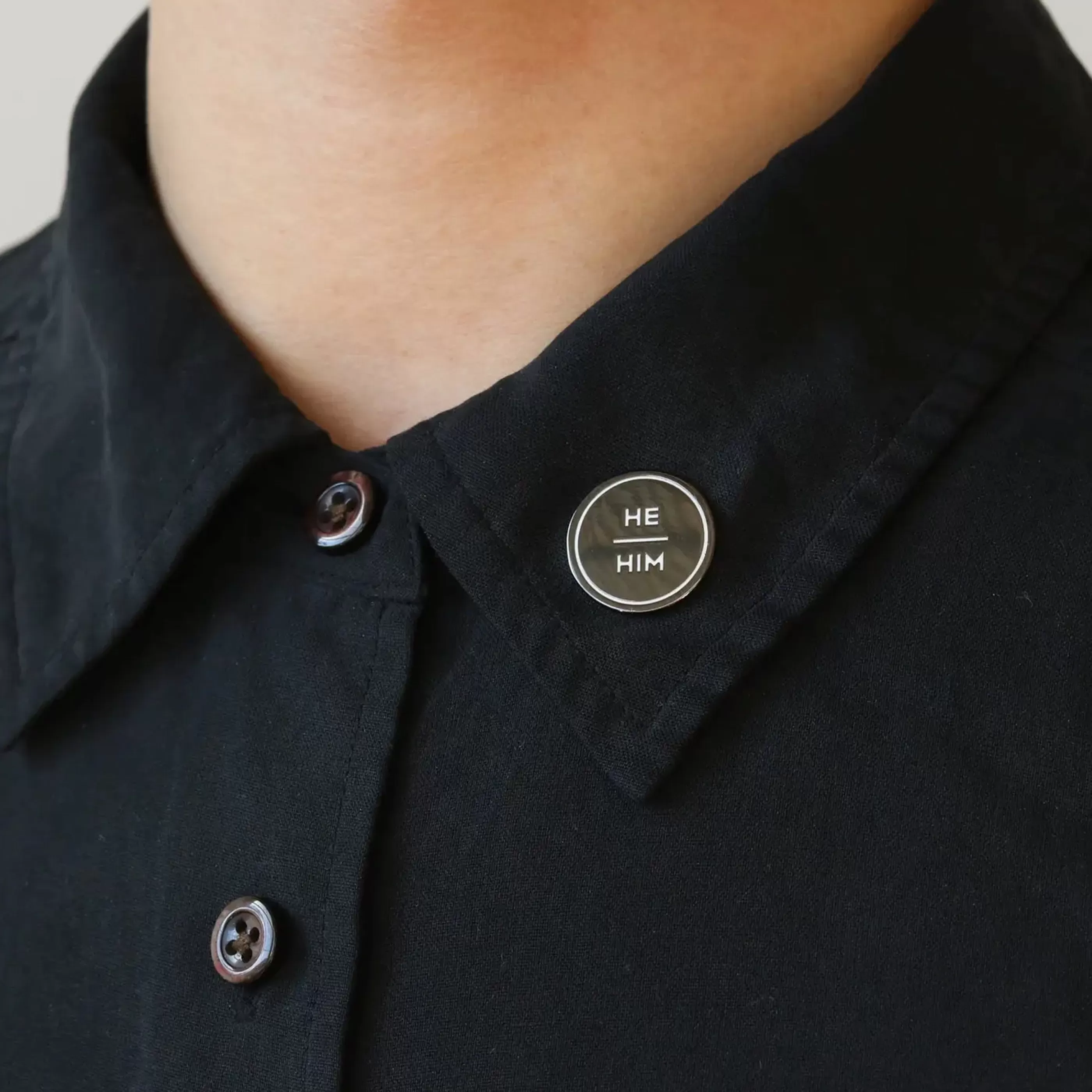 Gamut Pins Pins, Patches & Keychains>Anthracite Enamel Pronoun Pin: He/Him