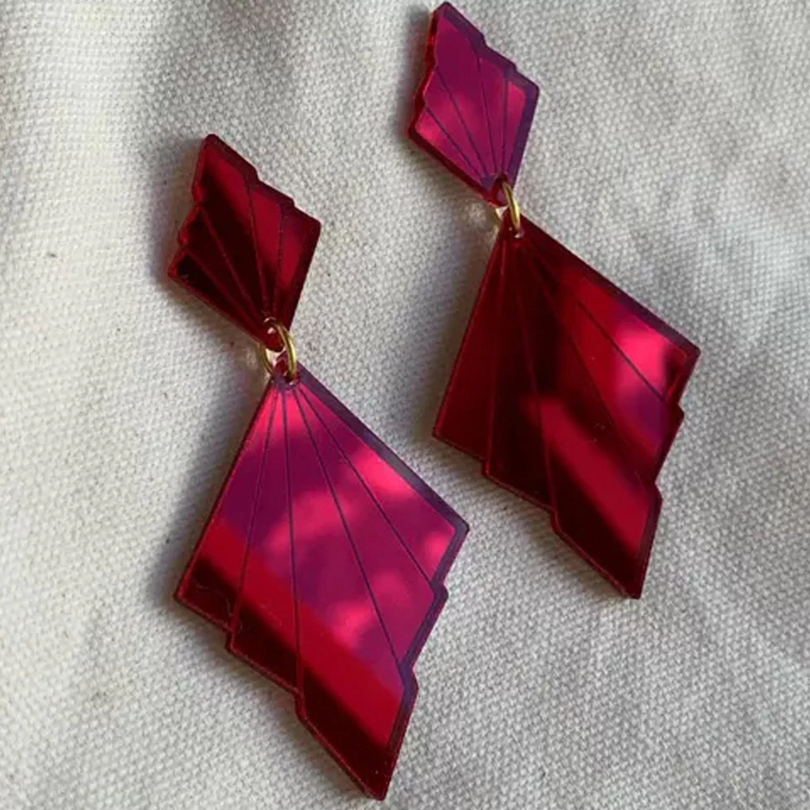 Studio Nena Jewellery>Art Deco Red Earrings