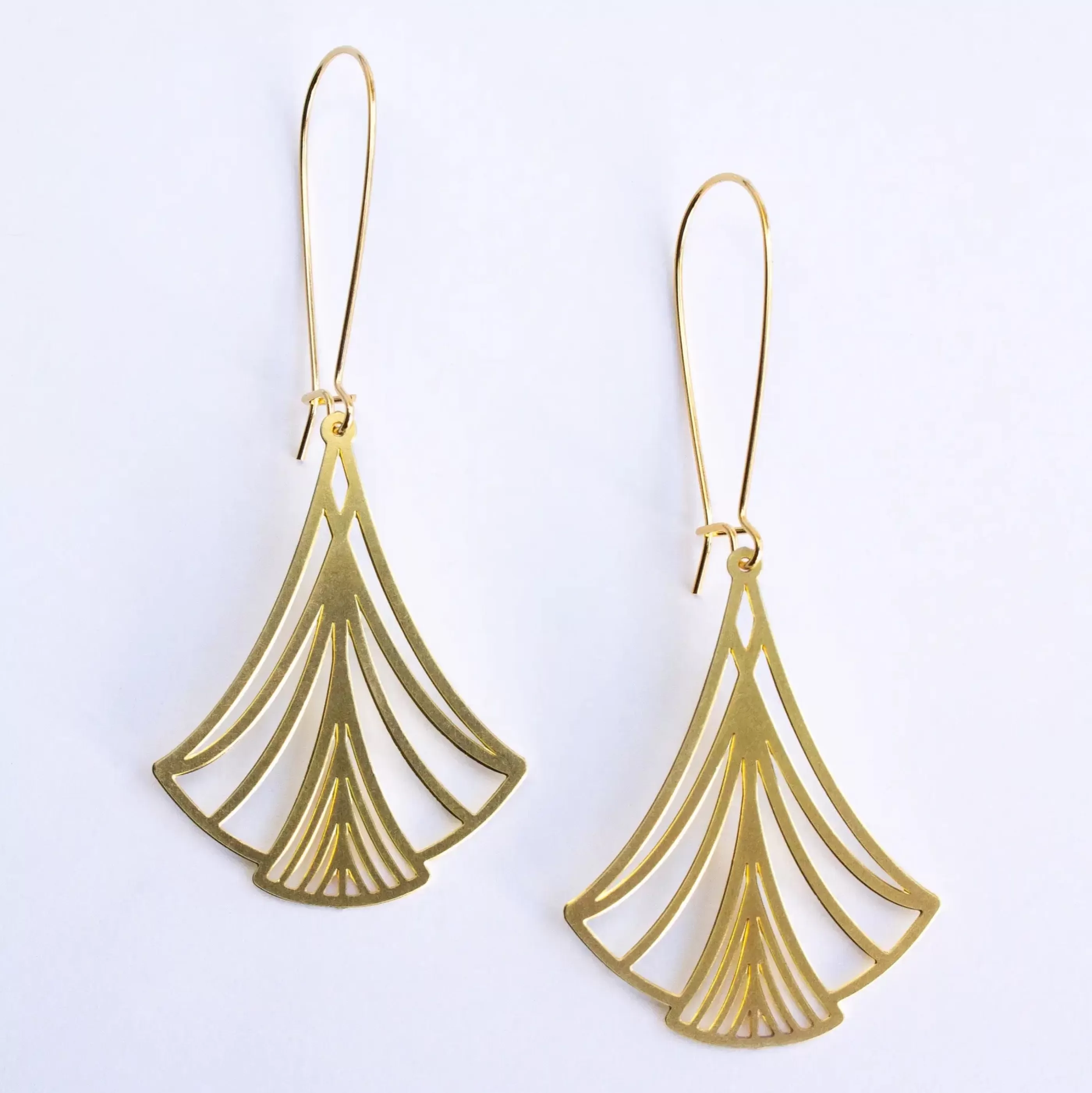 A Tea Leaf Jewelry Jewellery>Art Nouveau Triangles Earrings Gold