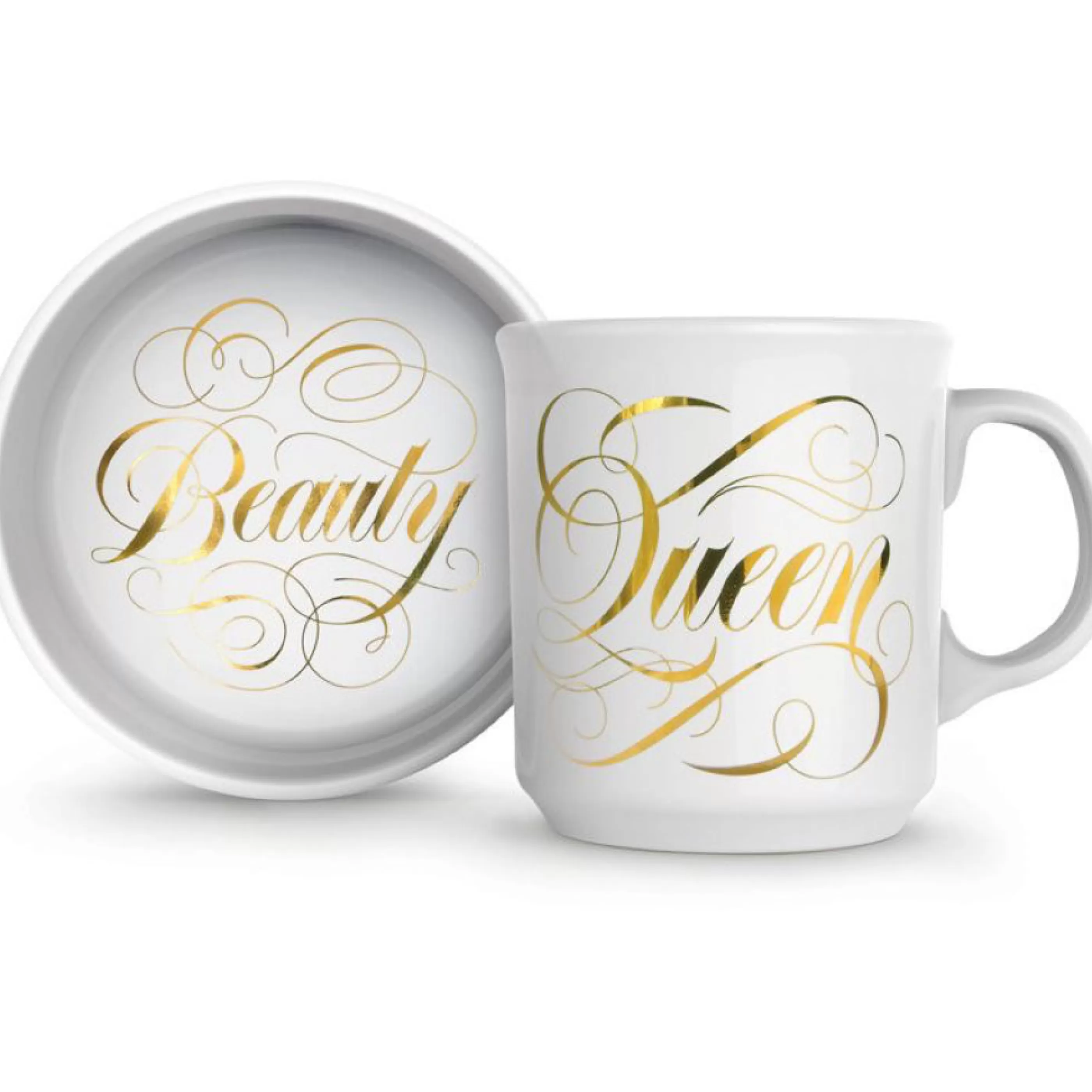 Fred & Friends Kitchen & Dining>Beauty Queen Ceramic Mug & Cat Bowl Set