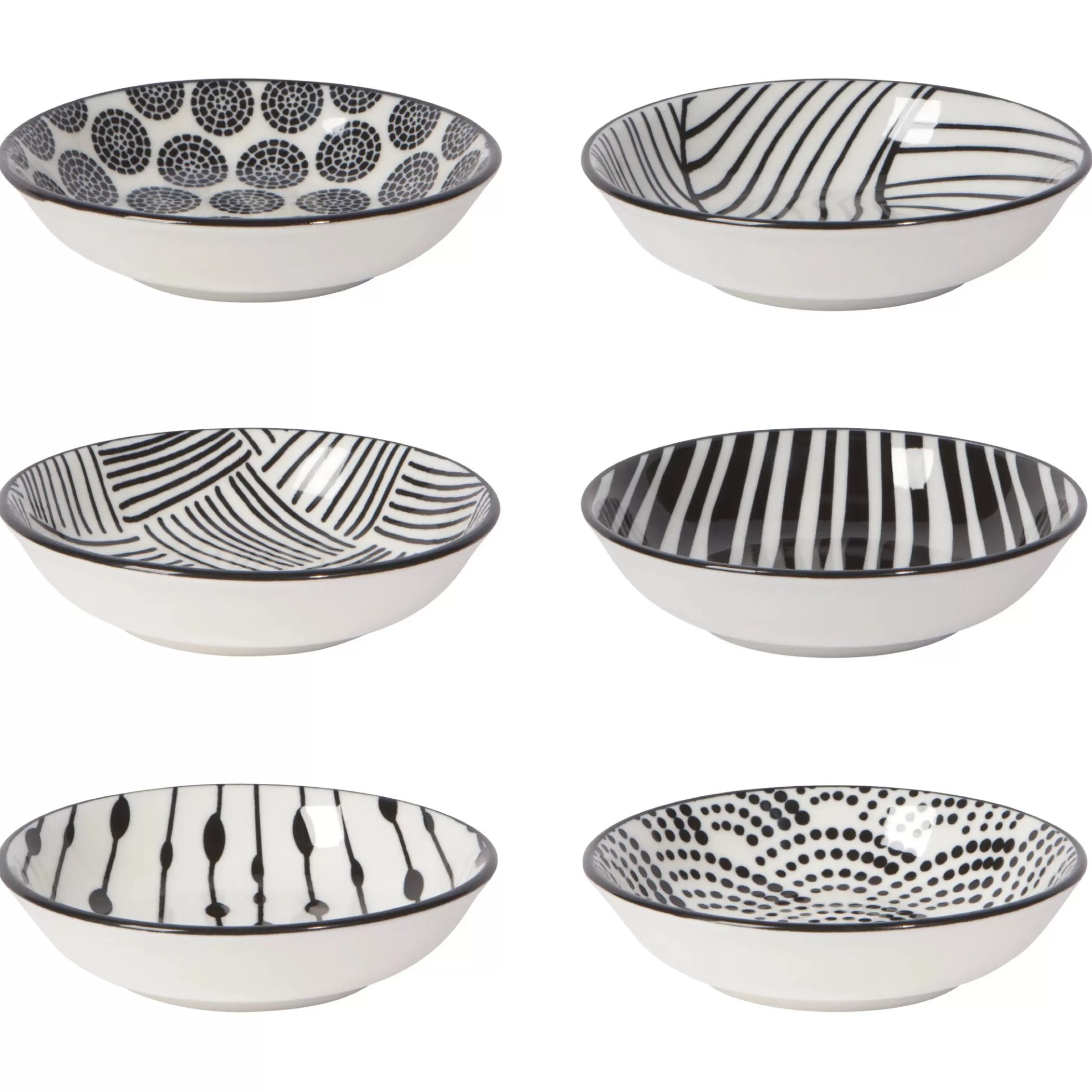 Danica Kitchen & Dining>Black & White Bits And Dots Pinch Bowls