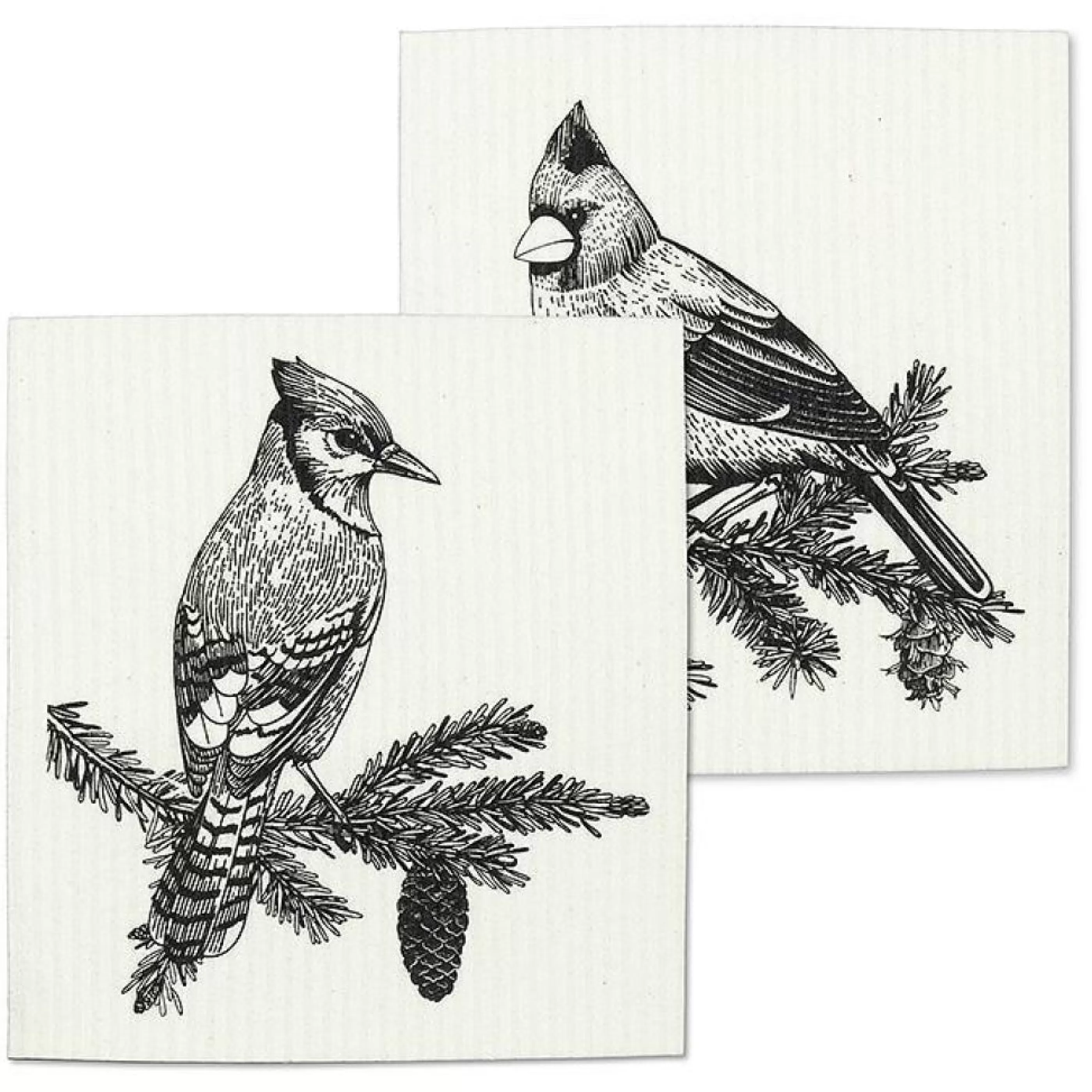 Abbott Collection Black & White Winter Birds Swedish Dishcloths Set Of 2 Best