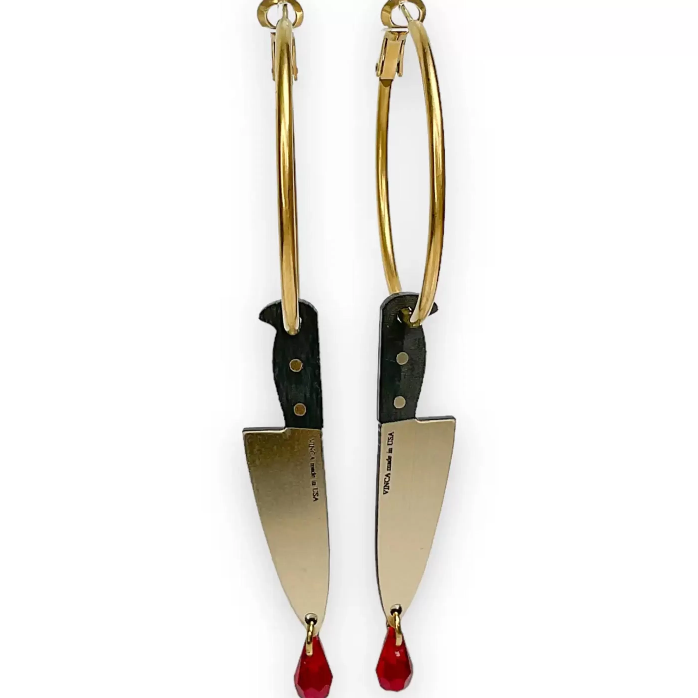 Vinca Jewellery>Bloody Hell! Knife Hoops Gold Limited Edition