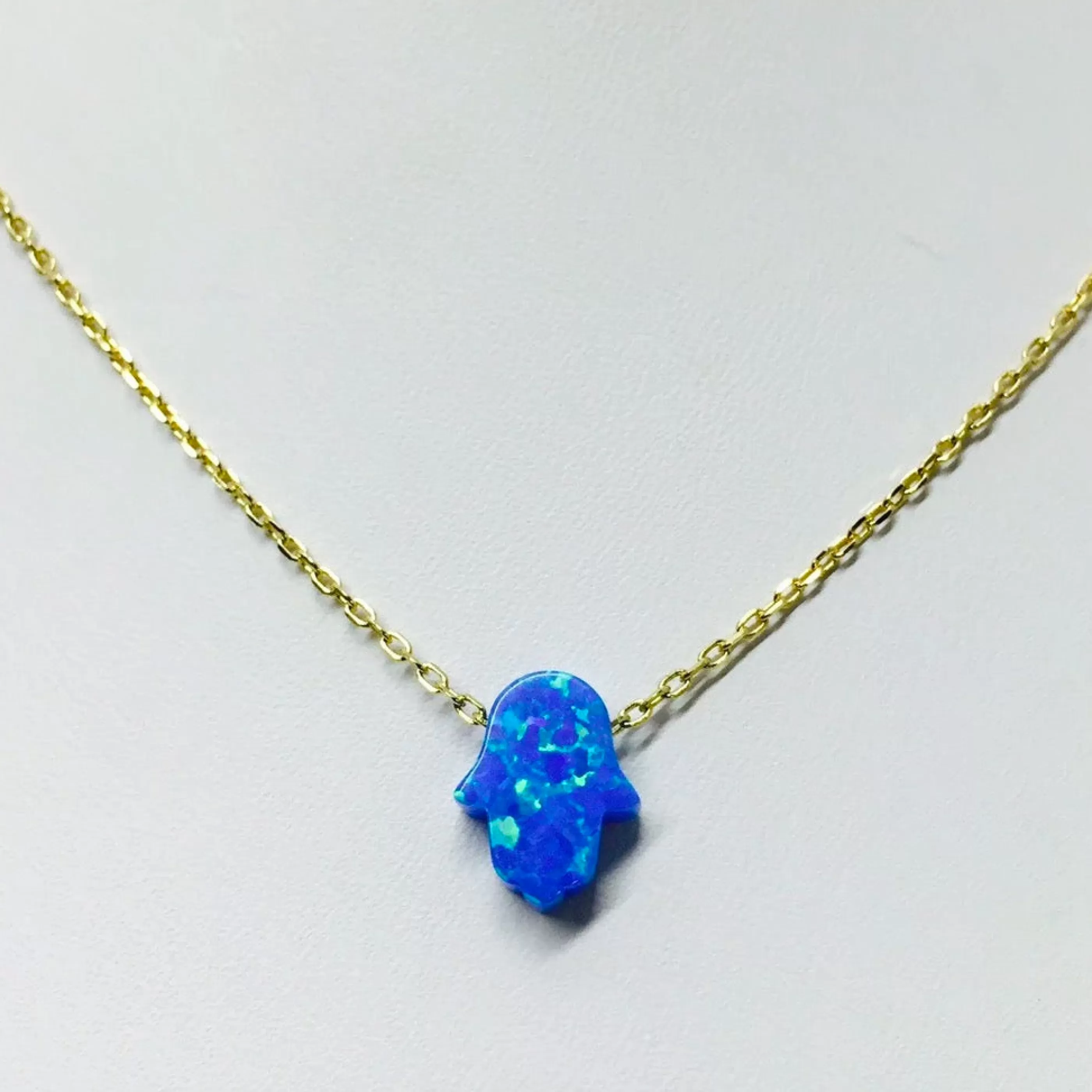 Modern Opus Jewellery>Blue Opal Hamsa Necklace