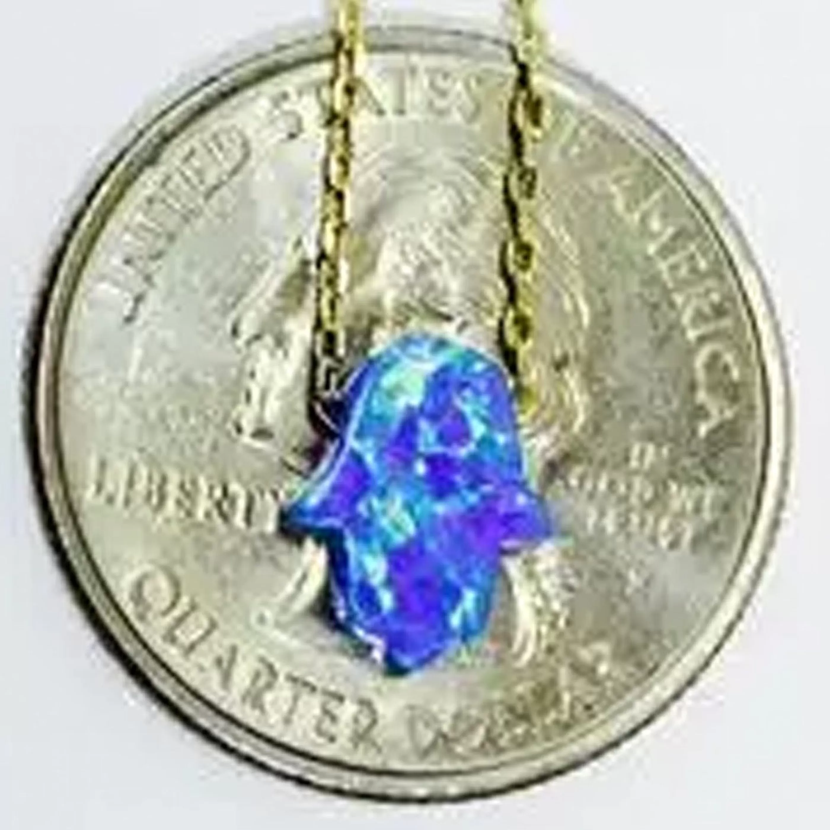 Modern Opus Jewellery>Blue Opal Hamsa Necklace