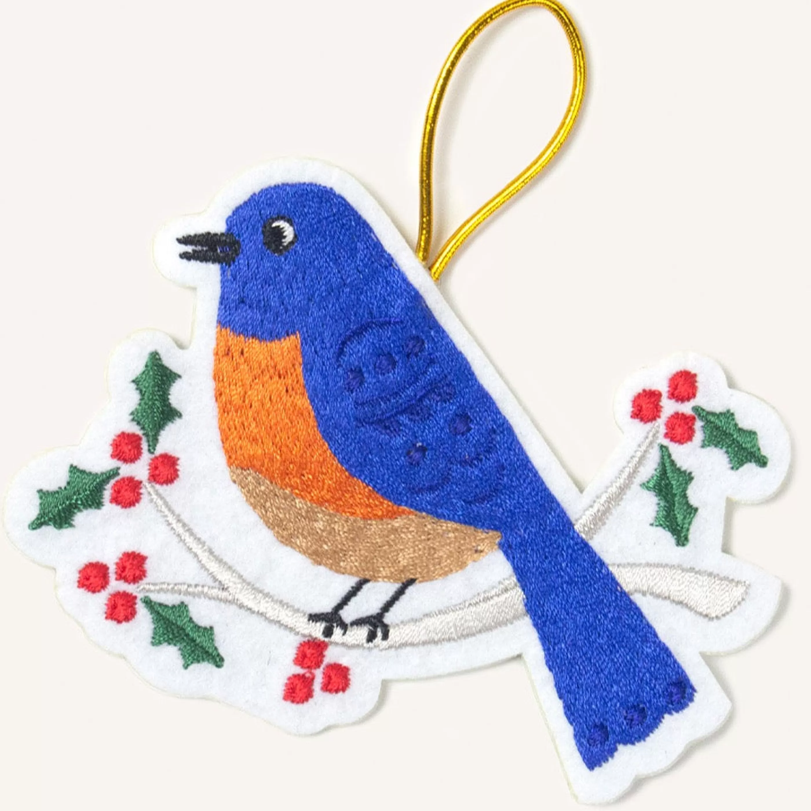 Seltzer Goods Bluebird On Branch Embroidered Ornament Shop