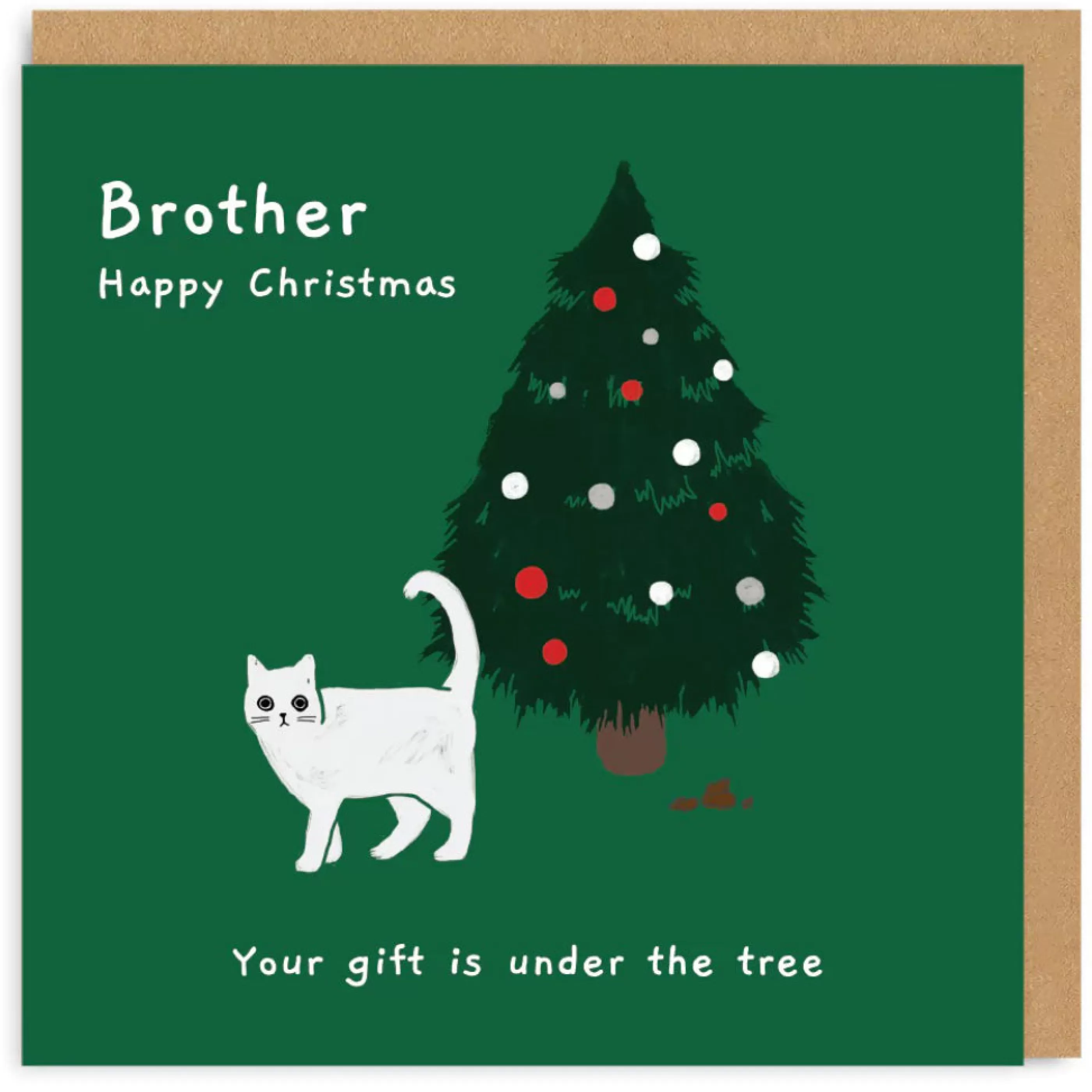 Ohh Deer Brother Christmas Gift Under The Tree Card Hot