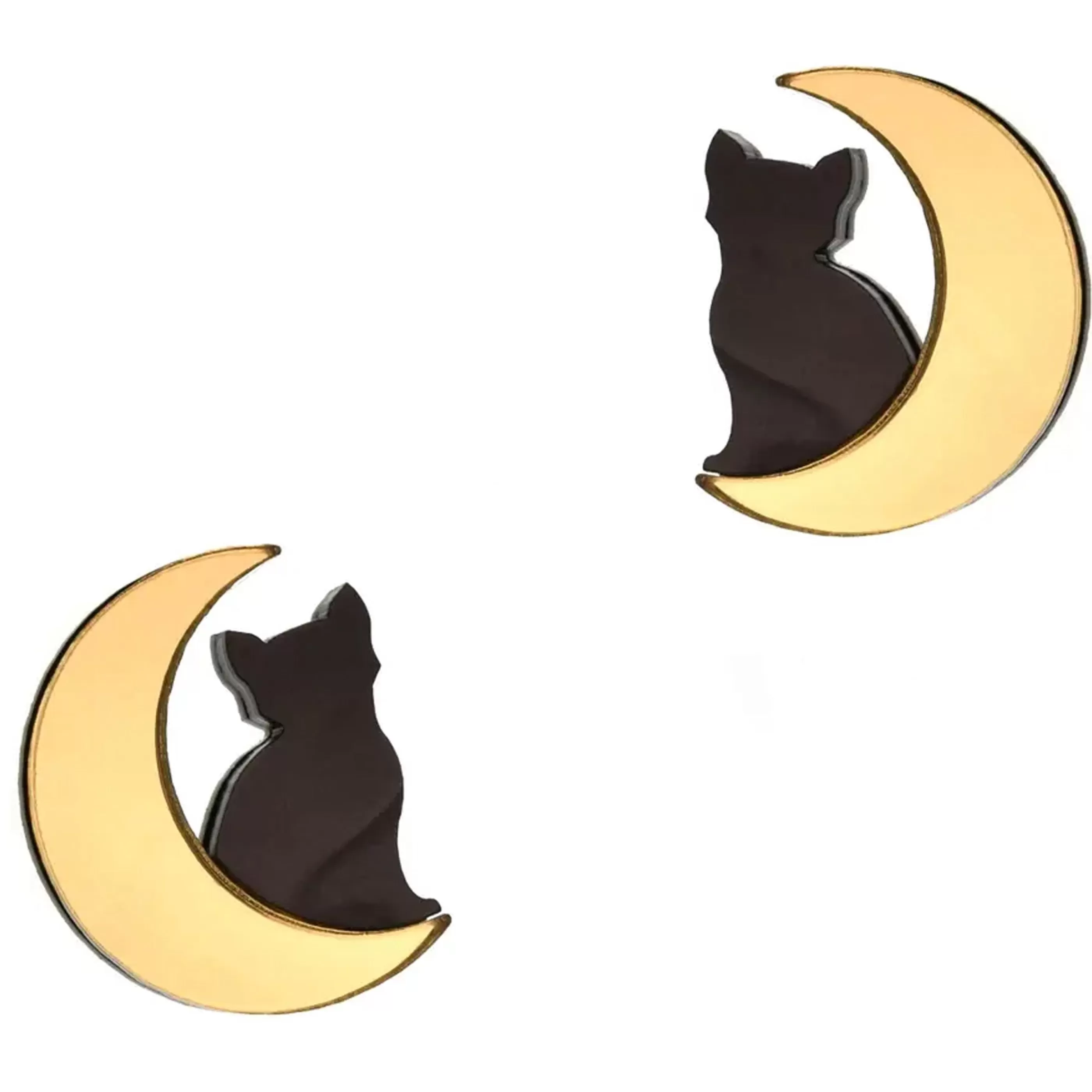 Vinca Jewellery>Cat In Moon Large Earrings