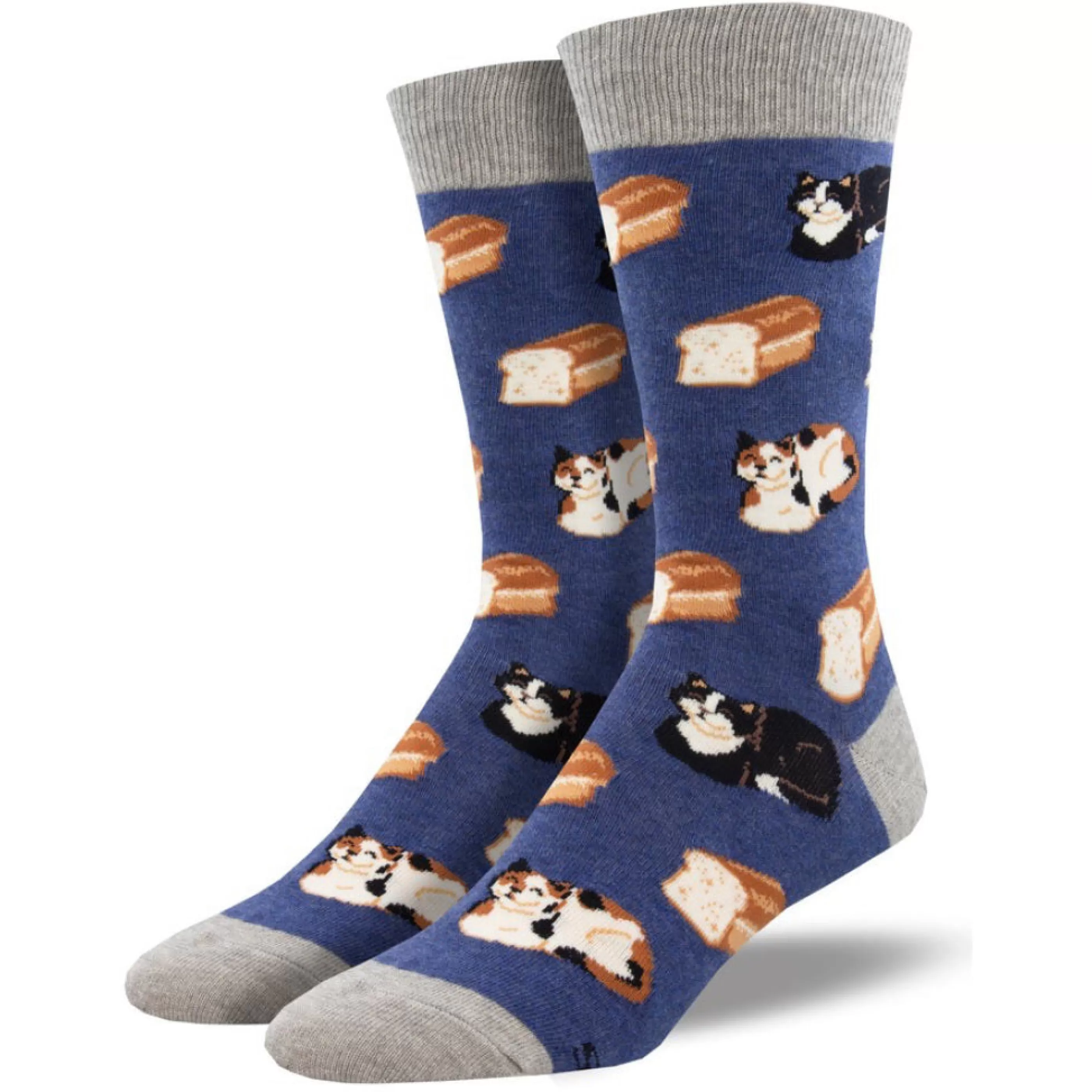 SockSmith Men's Socks>Cat Loaf Socks Denim Heather