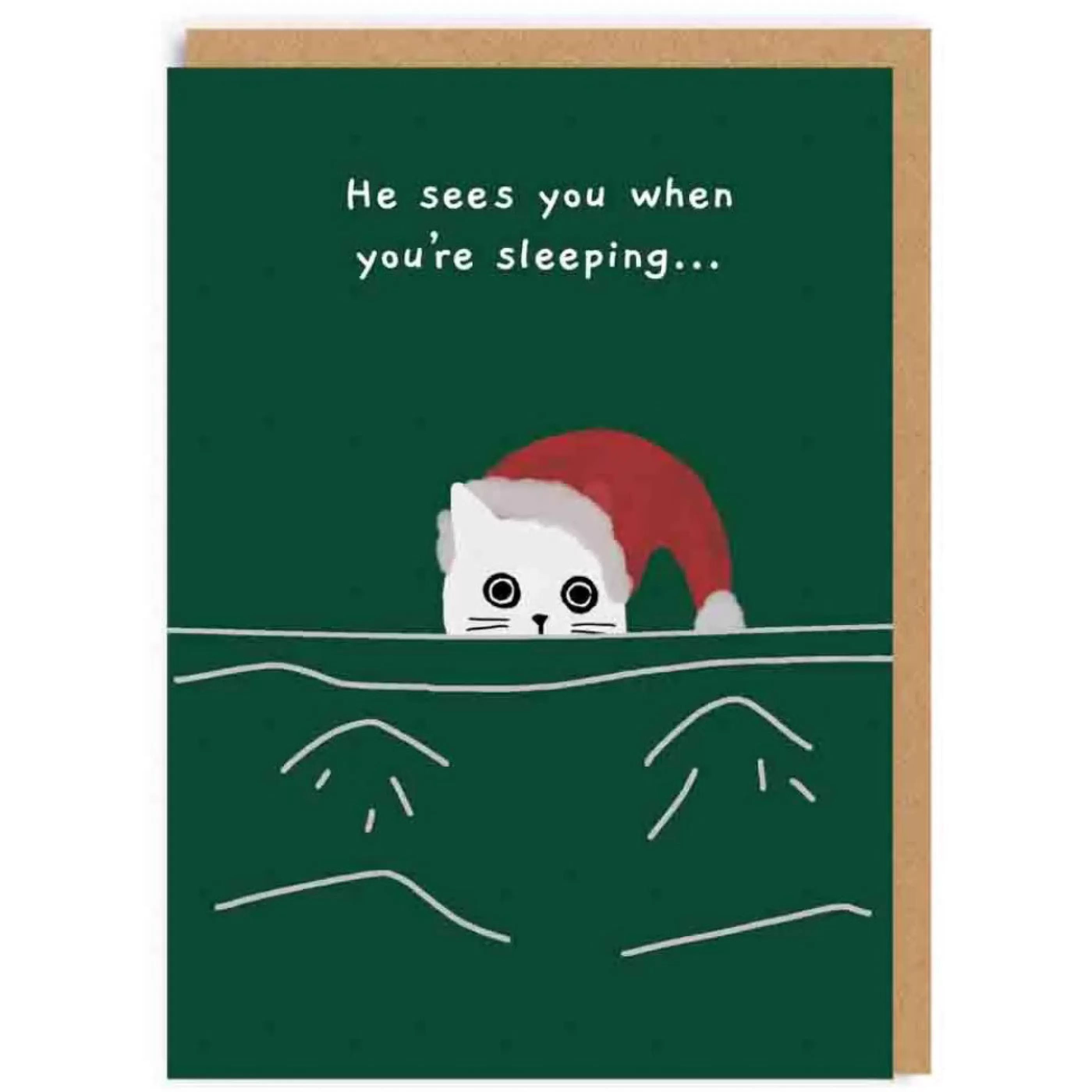 Ohh Deer Cat Sees You When You'Re Sleepingchristmas Card Outlet