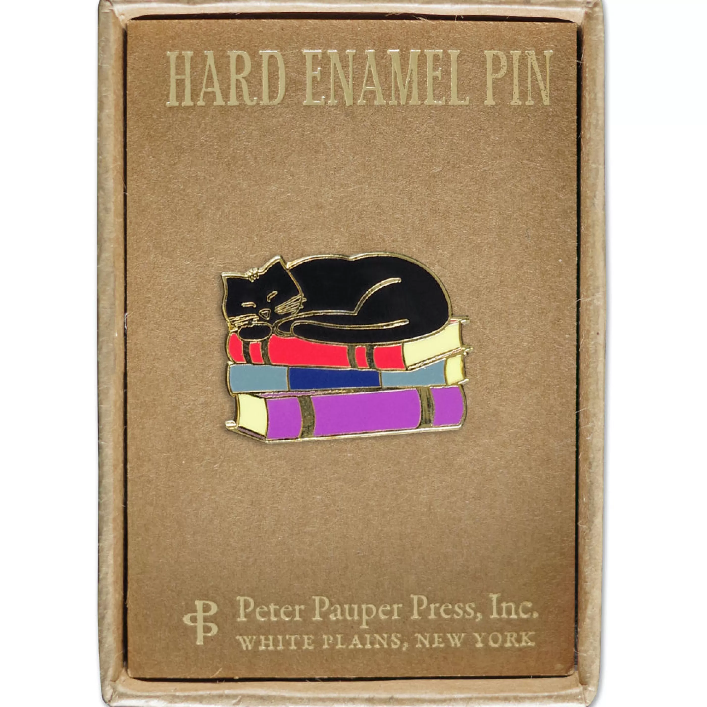 Peter Pauper Press Pins, Patches & Keychains>Cat With Books Enamel Pin