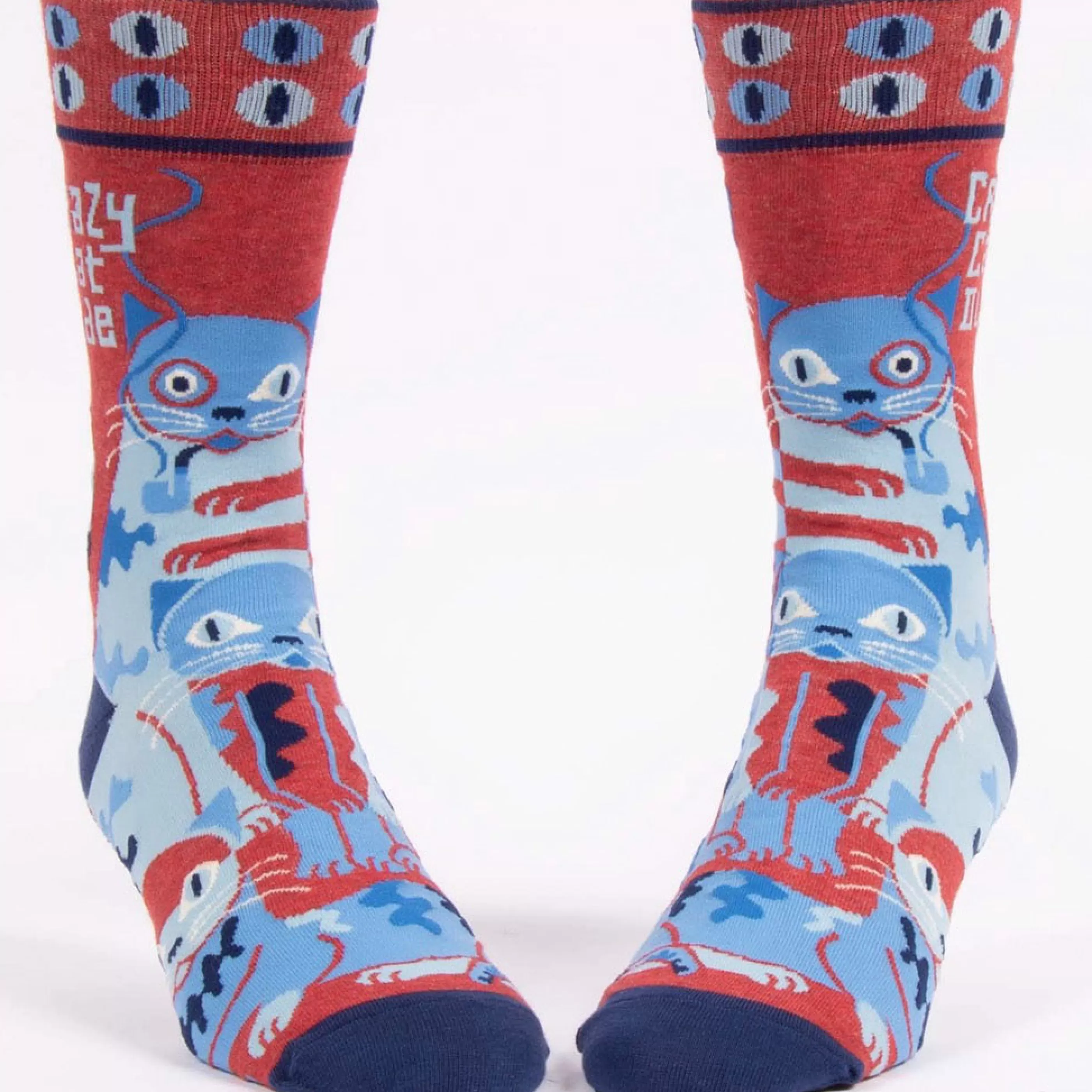 Blue Q Men's Socks>Crazy Cat Dude Men's Socks