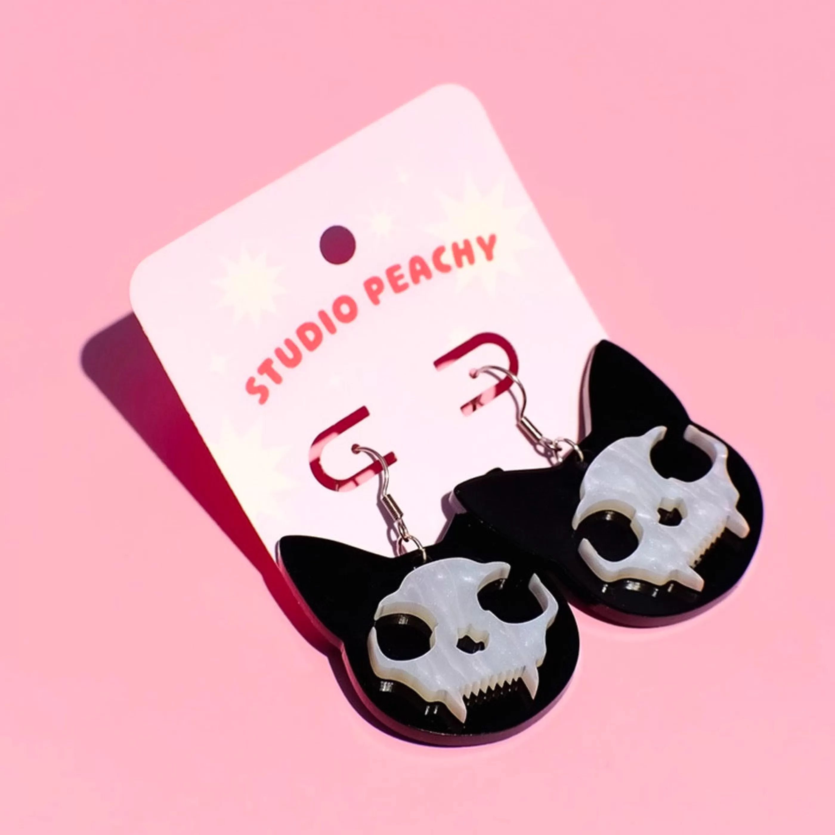 Studio Peachy Jewellery>Cursed Kitty Black Cat Earrings