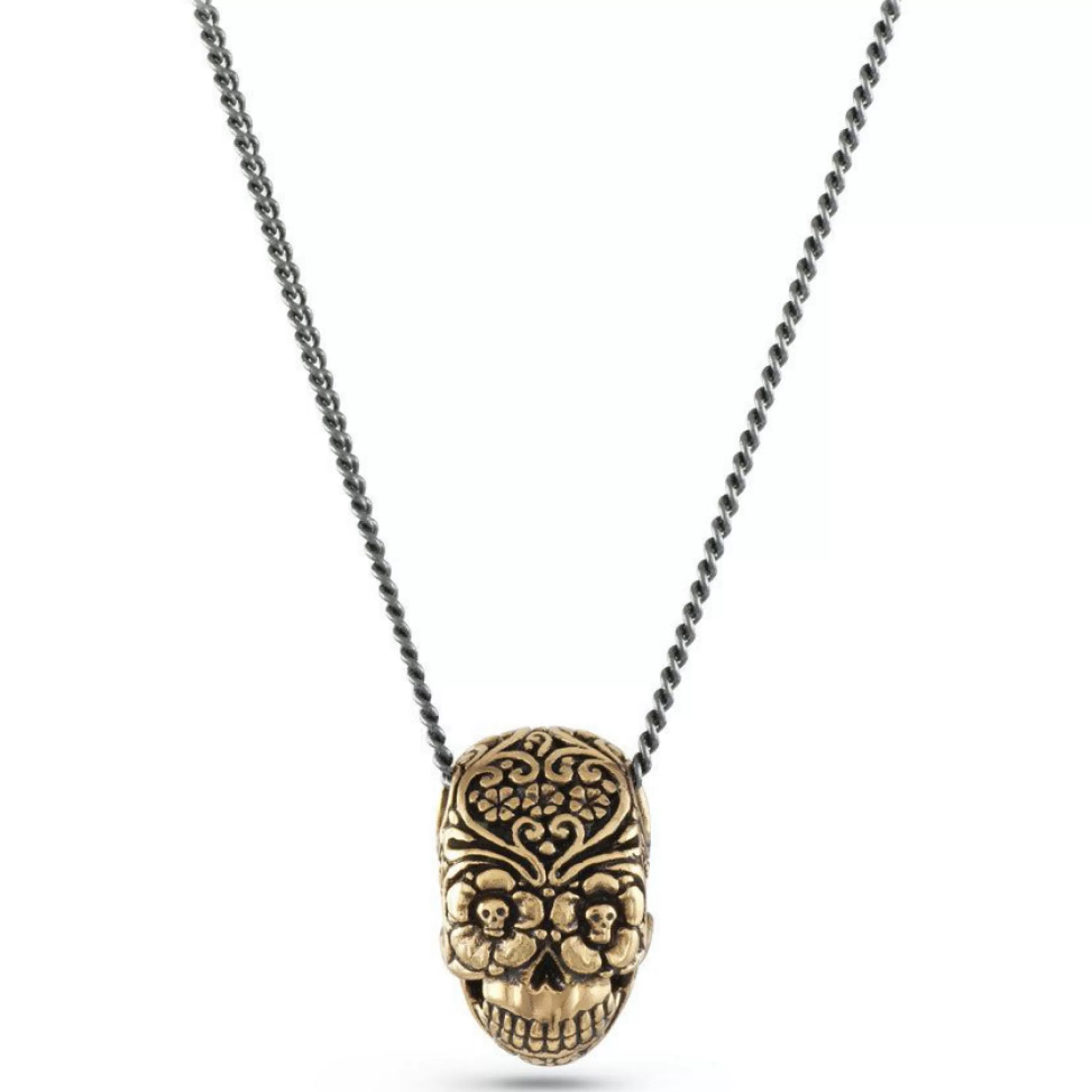 Lost Apostle Jewellery>Day Of The Dead Skull Large Bronze Necklace