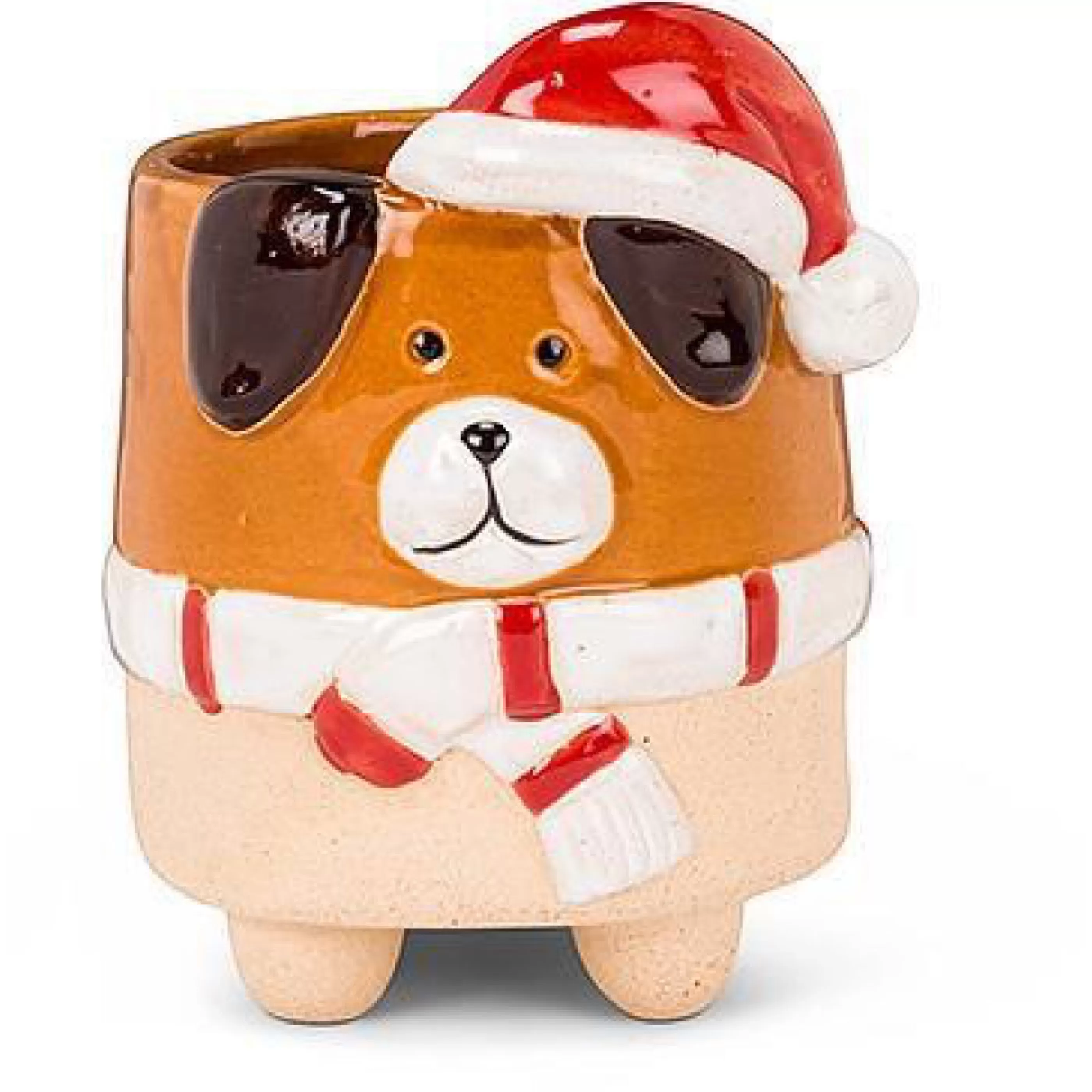 Abbott Collection Dog In Santa Hat Planter Small Cheap