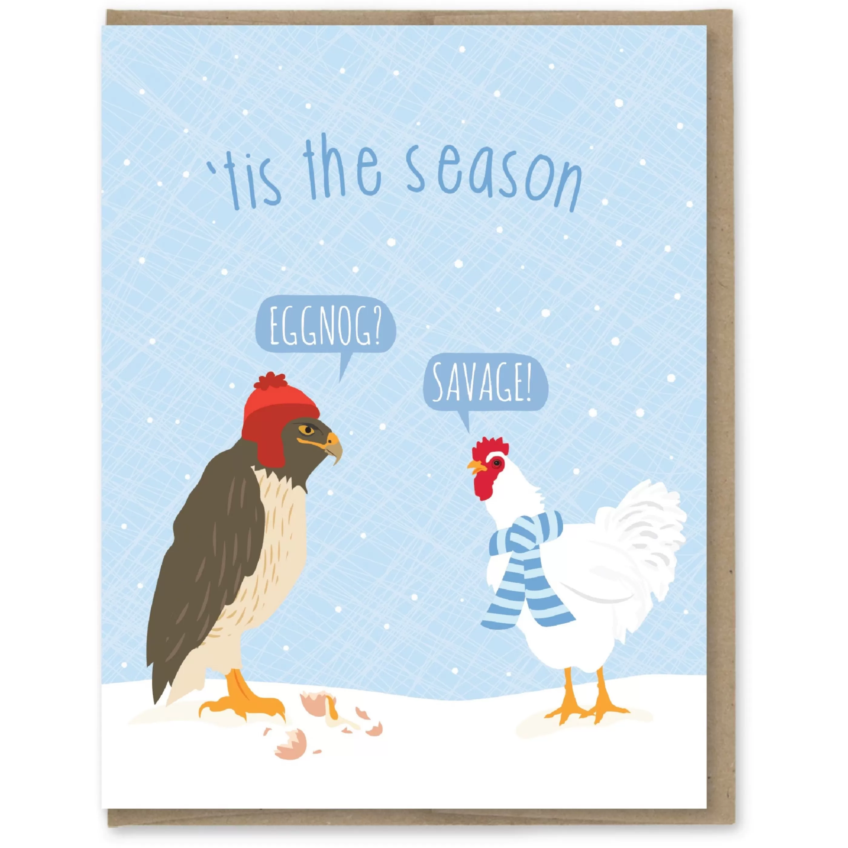 Modern Printed Matter Eggnog Chicken & Hawk Holiday Card Clearance