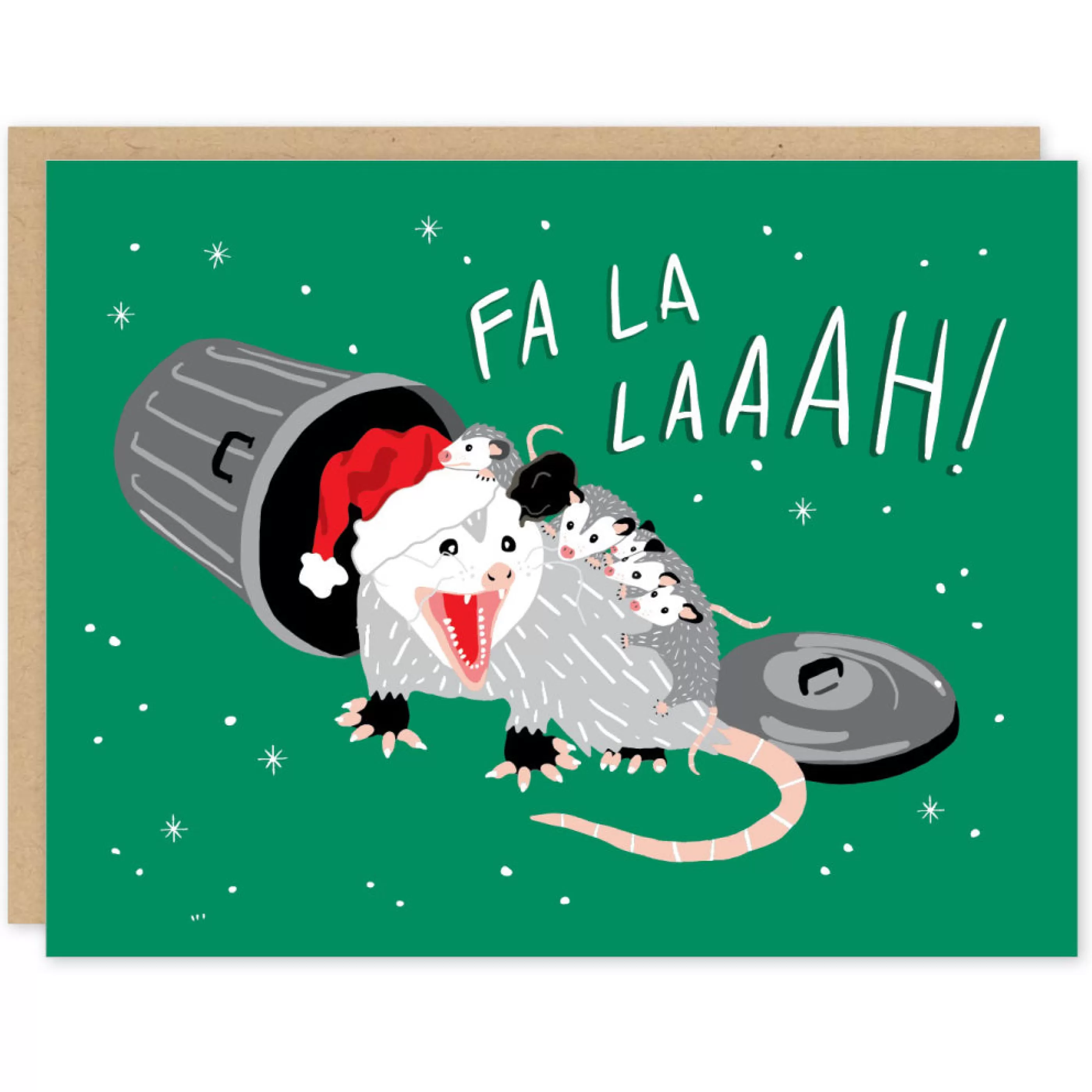 Party of One Fa La Possum Holiday Card Hot