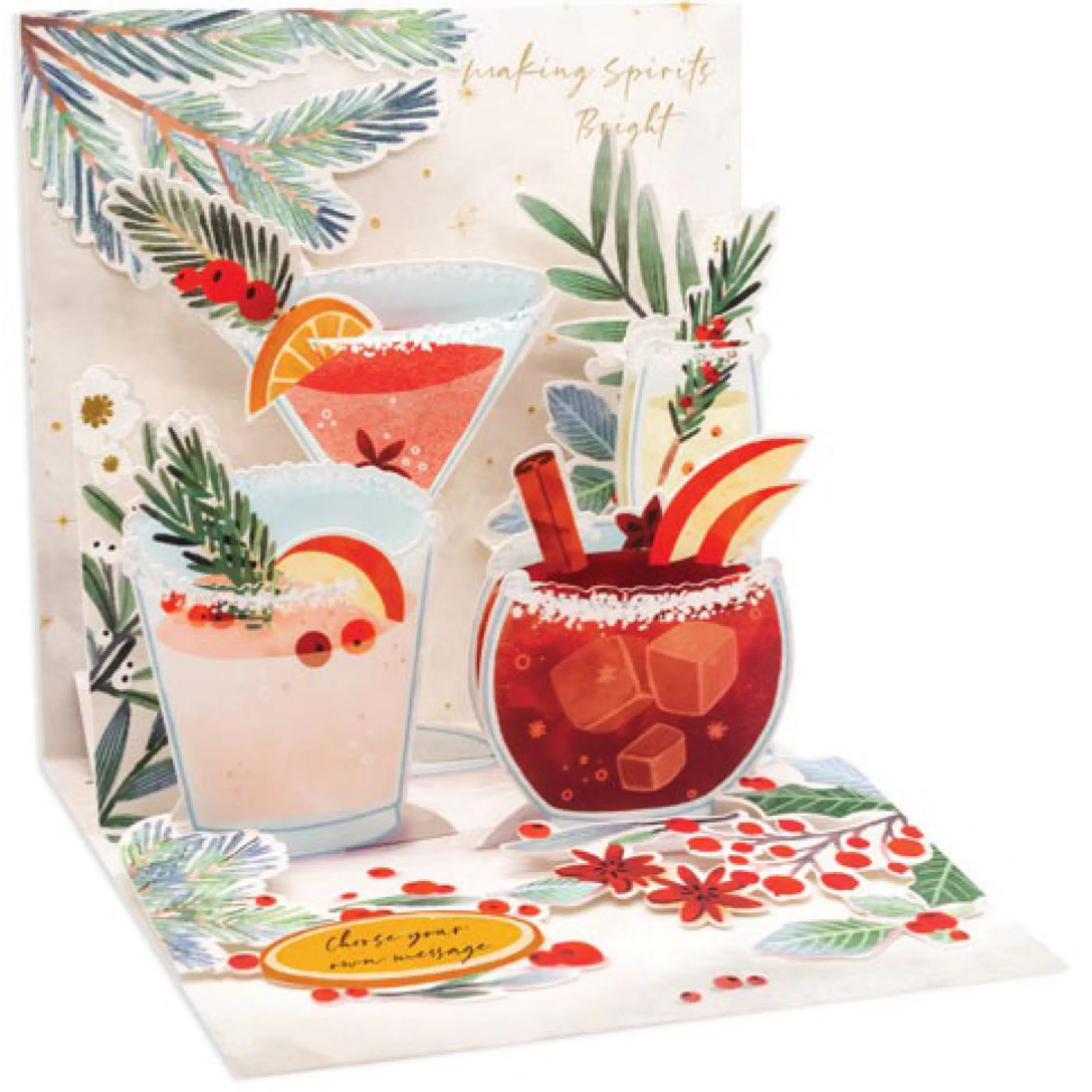 Up With Paper Festive Cocktails Pop-Up Christmas Card Cheap