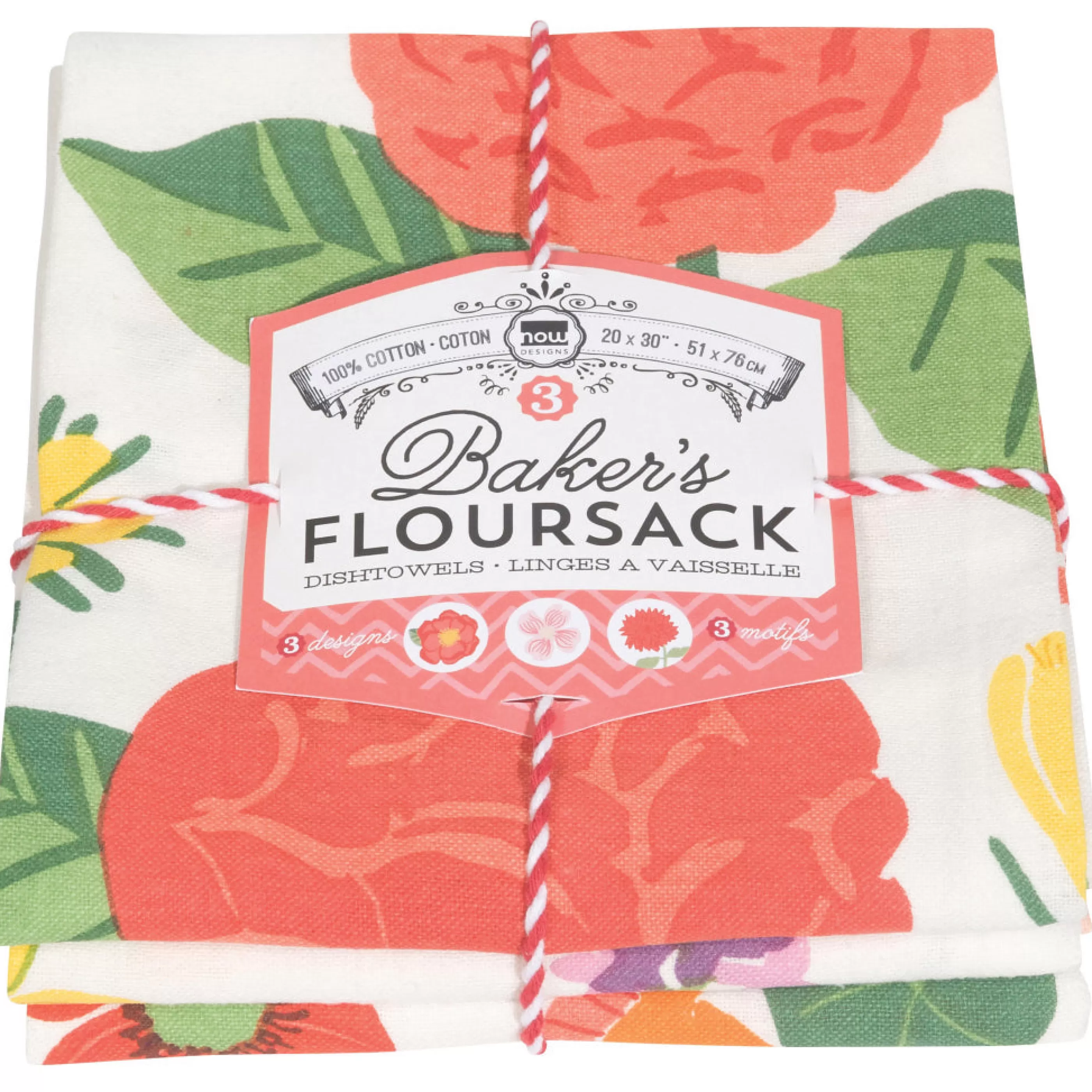 Danica Kitchen & Dining>Flowers Of The Month Baker's Floursack Dishtowels Set Of 3