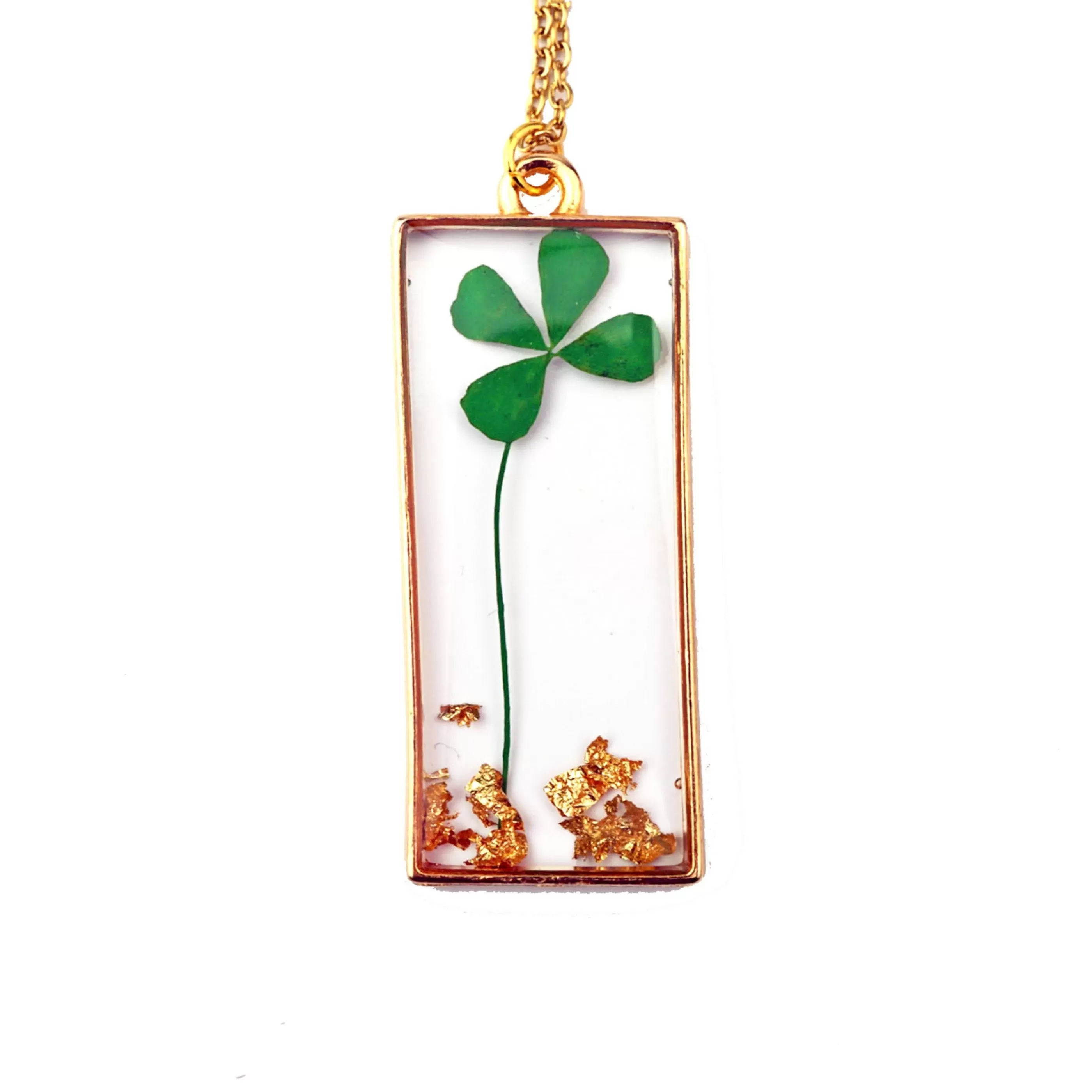 The Pretty Pickle Jewellery>Four Leaf Clover Necklace Gold Leaf