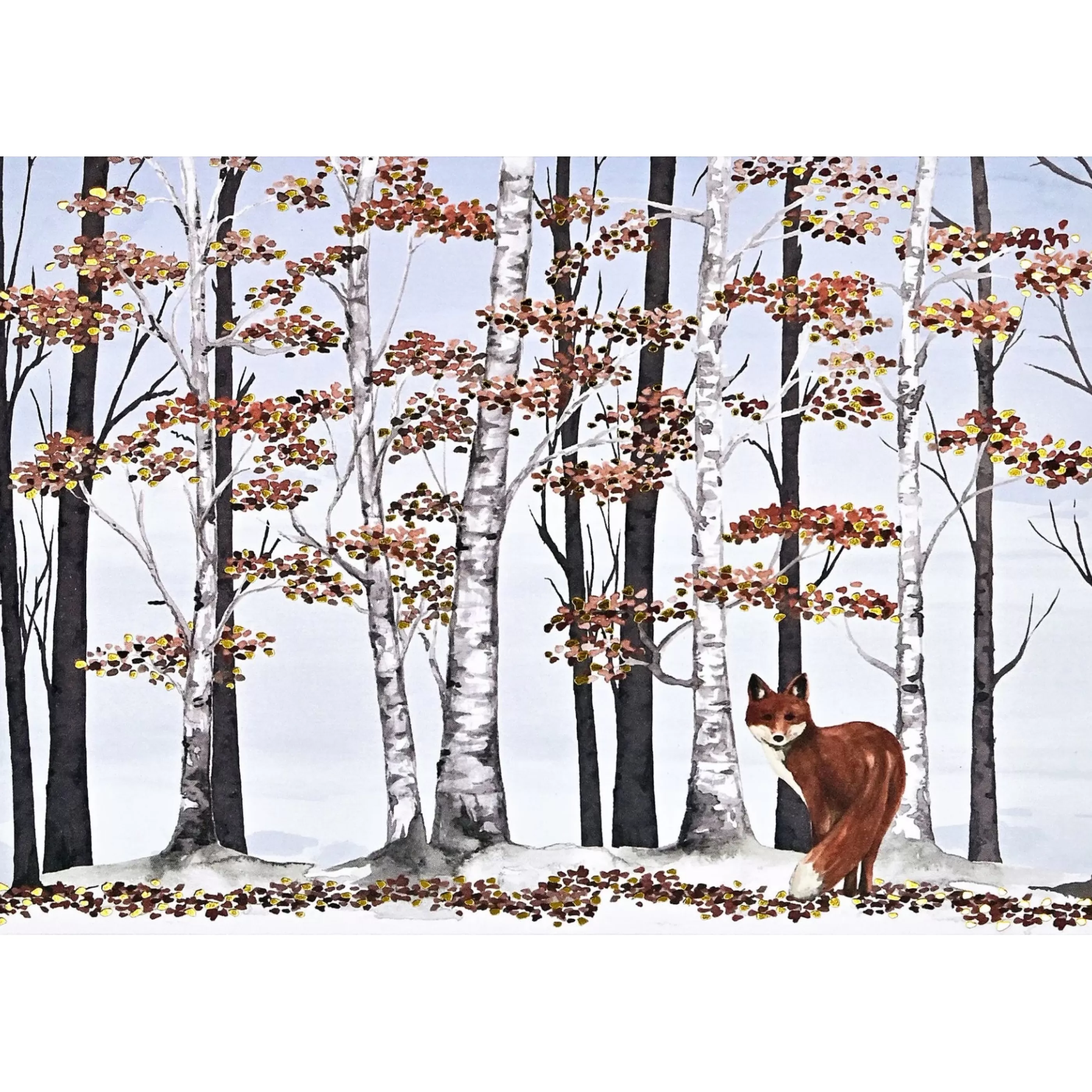 Peter Pauper Press Fox & Birches Boxed Holiday Cards Cheap