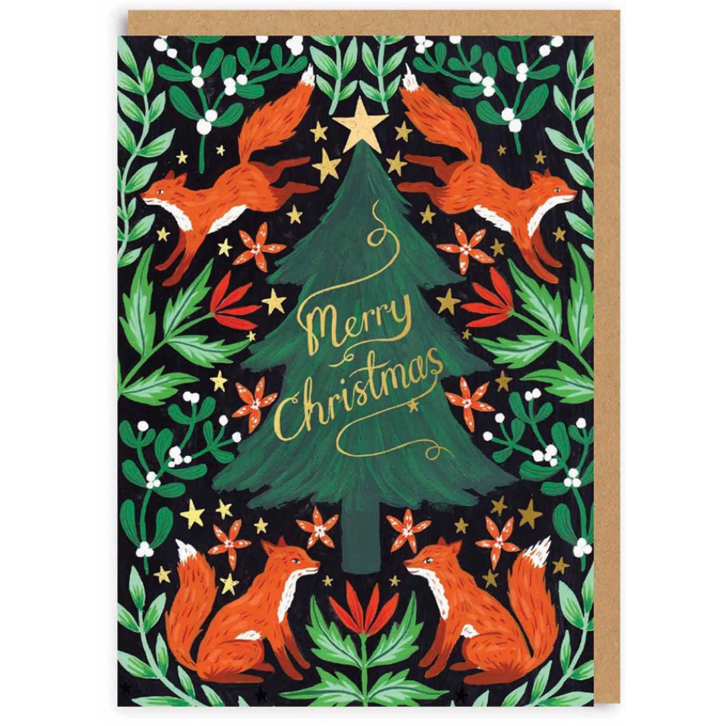 Ohh Deer Fox Christmas Tree Card Best Sale