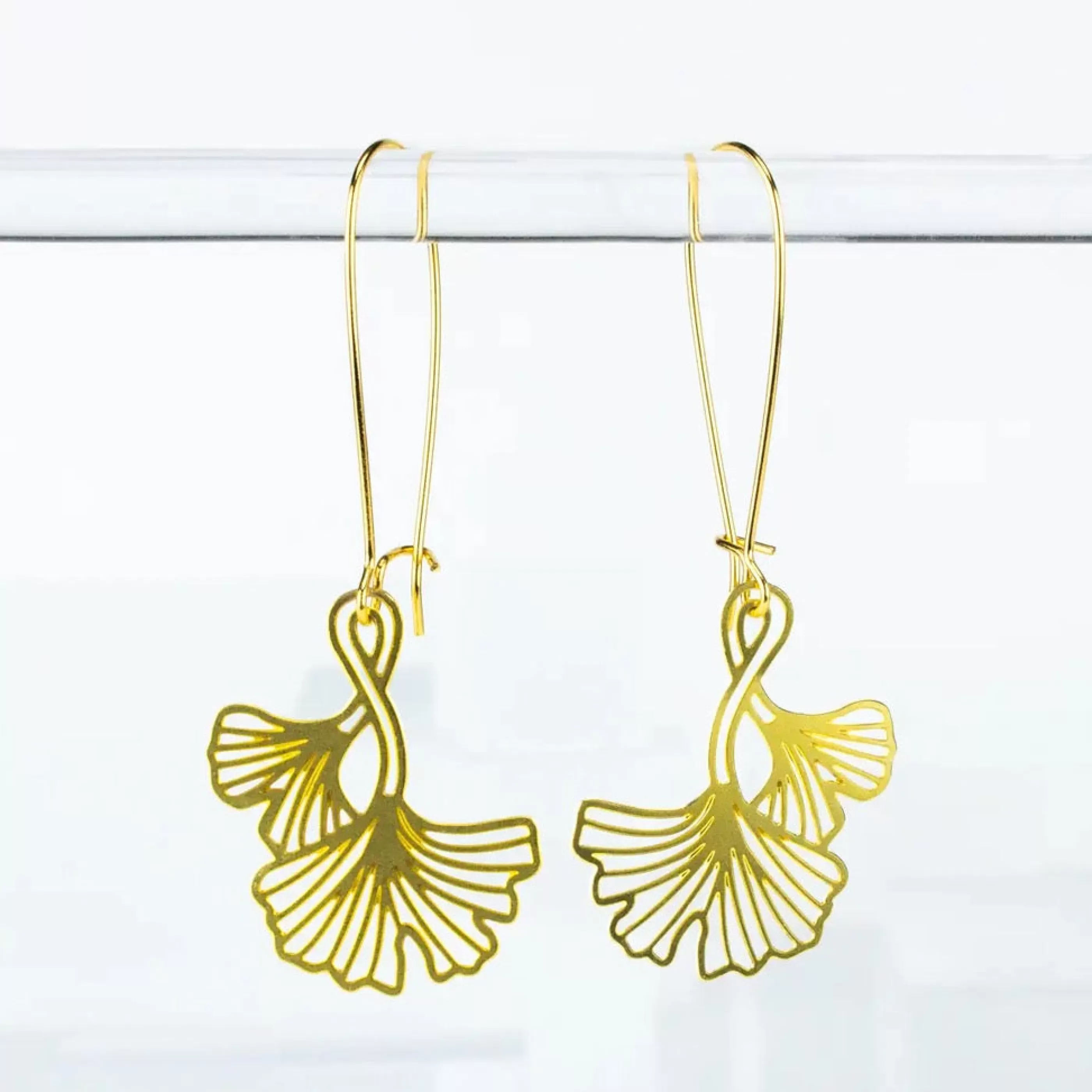 A Tea Leaf Jewelry Jewellery>Ginkgo Leaves Earrings Gold