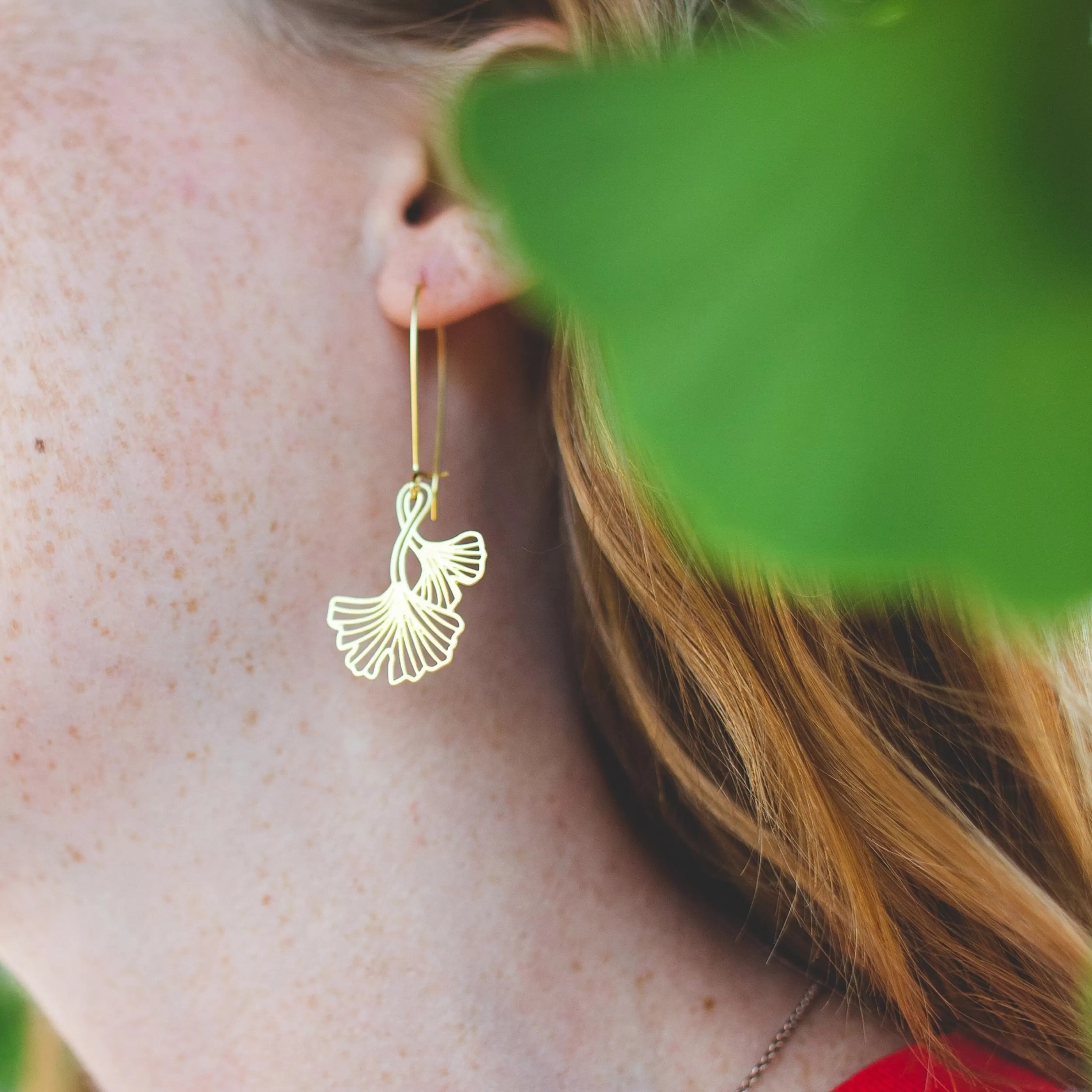 A Tea Leaf Jewelry Jewellery>Ginkgo Leaves Earrings Gold