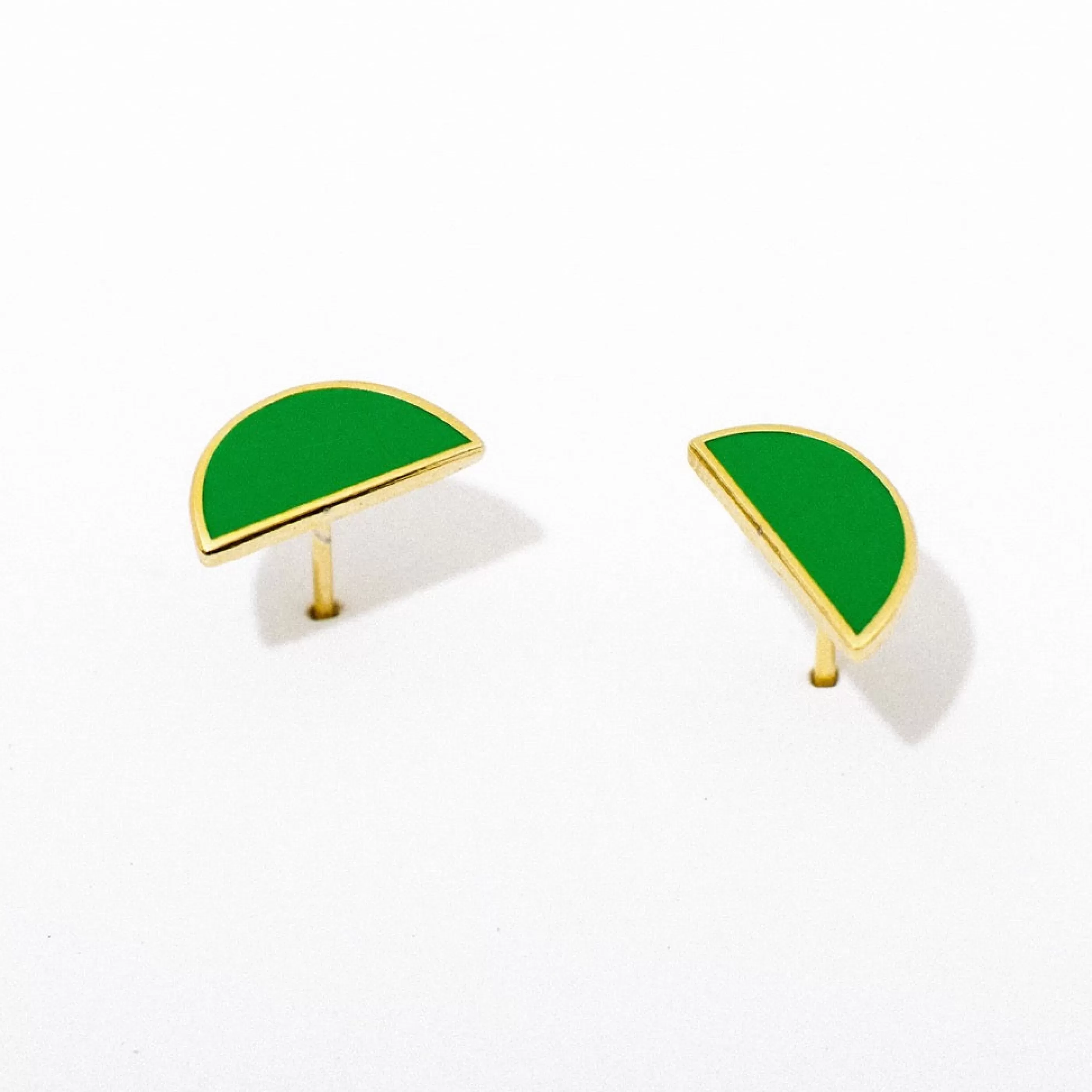 Larissa Loden Jewellery>Green Half Circle Stud Earrings