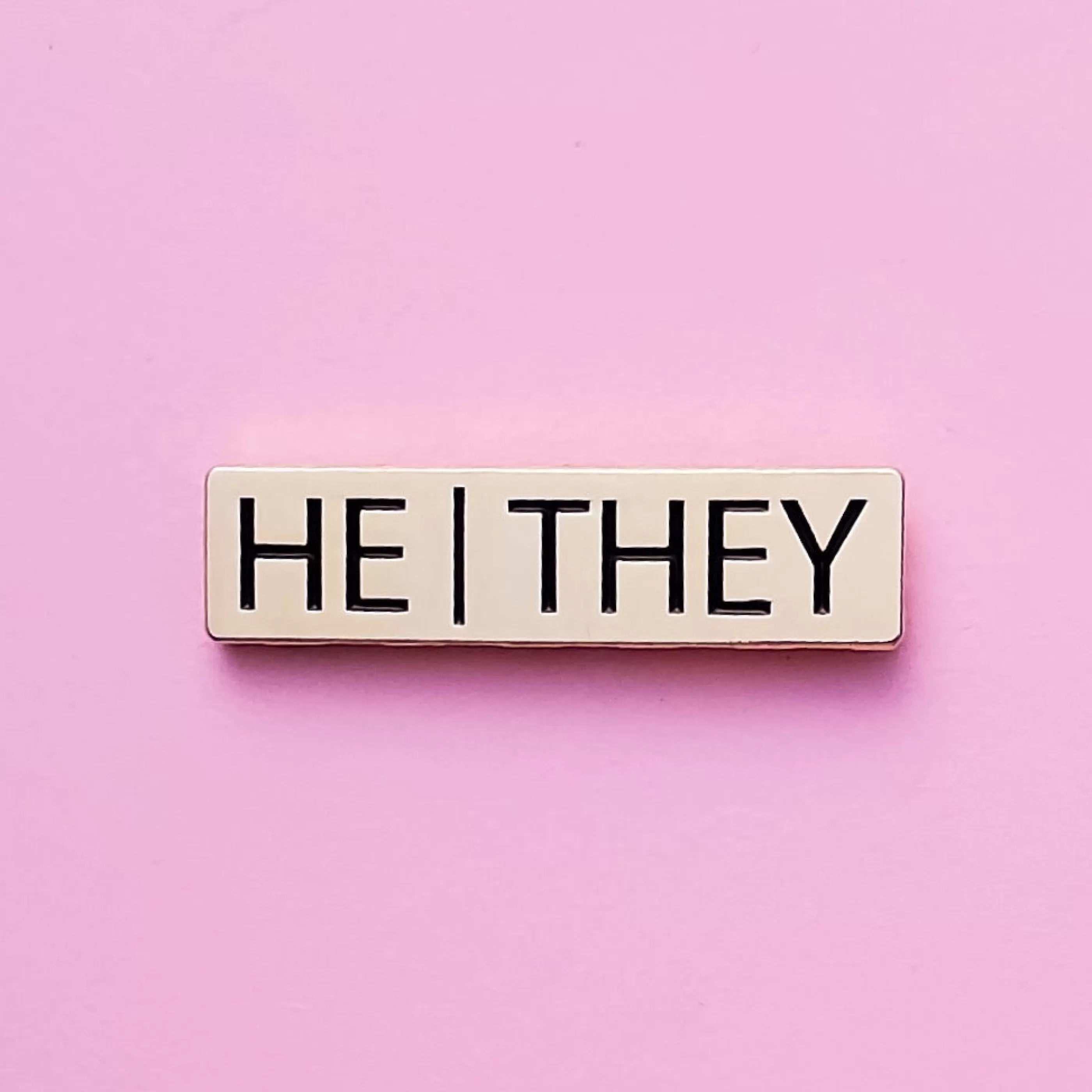 Little Rainbow Paper Co. Pins, Patches & Keychains>He/They Pronoun Enamel Pin