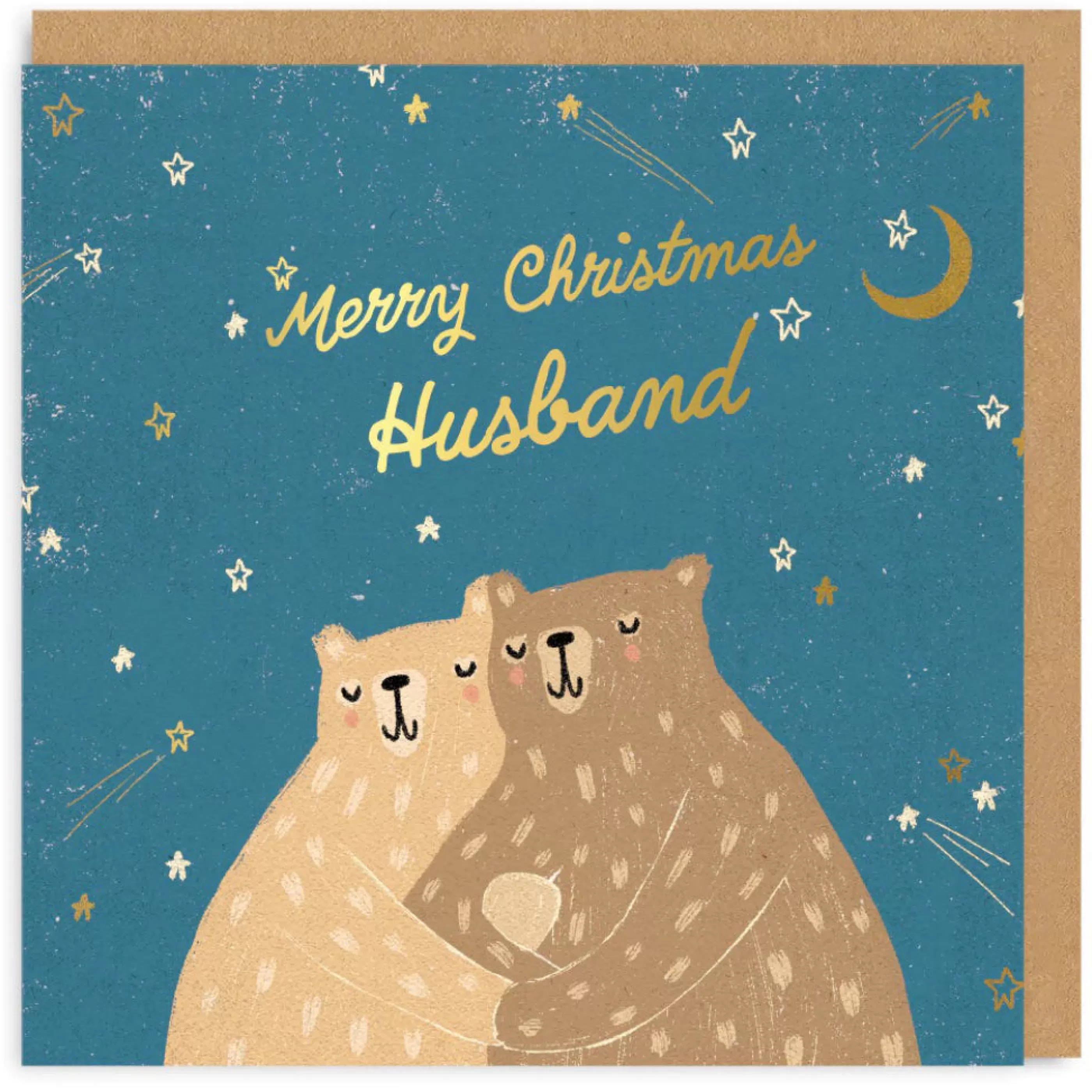 Ohh Deer Hugging Bears Husband Christmas Card Flash Sale