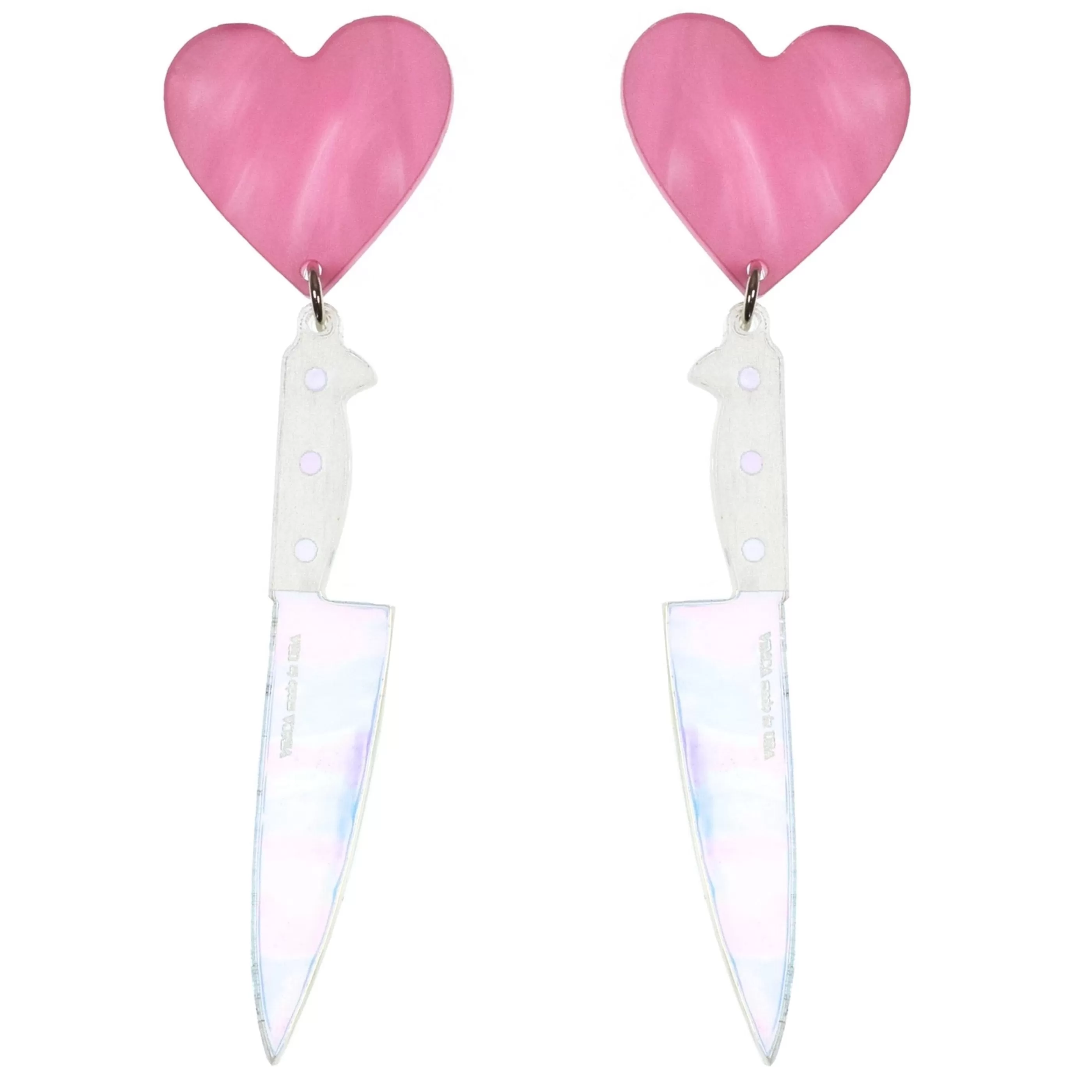 Vinca Jewellery>I Heart Knives Earrings Pink