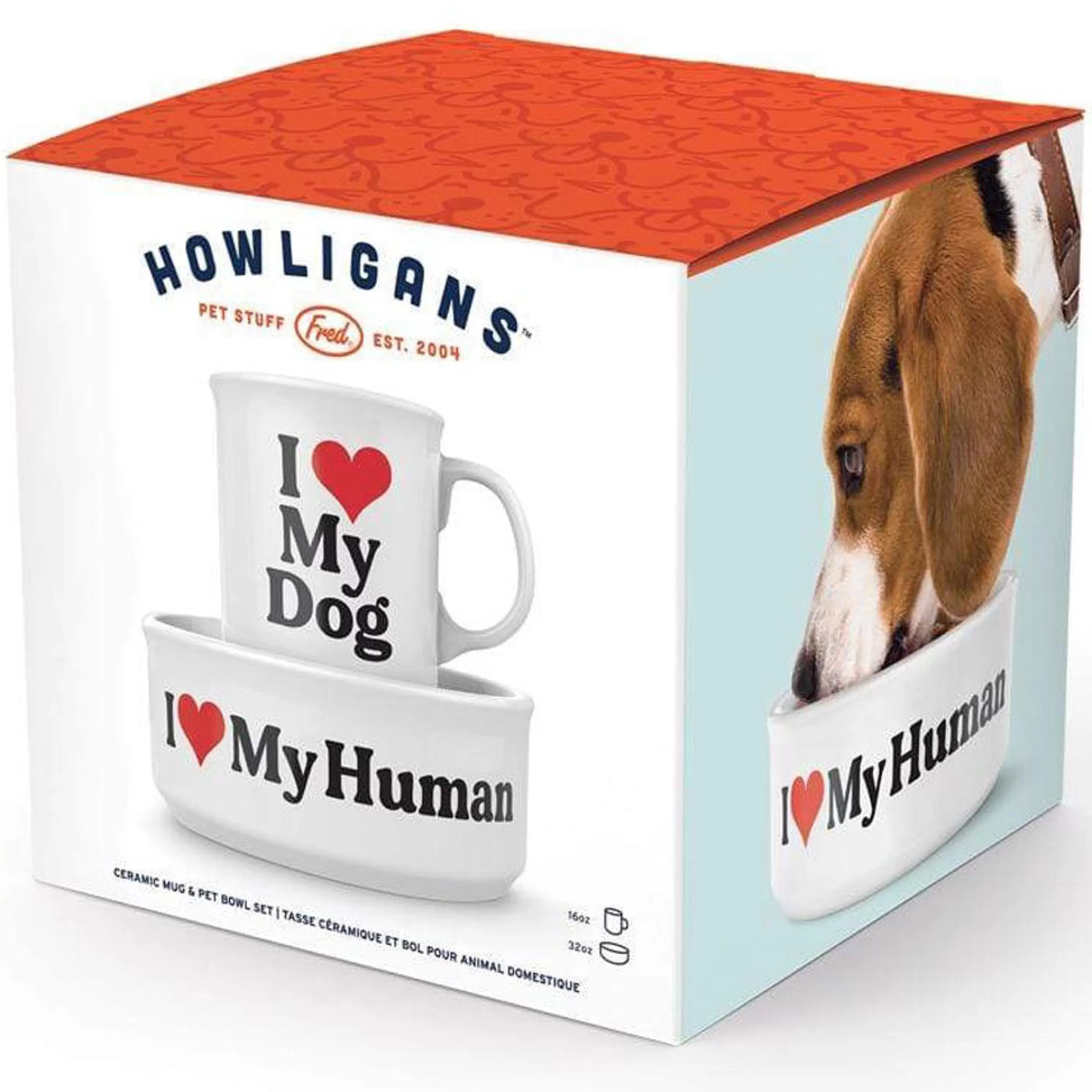 Fred & Friends Kitchen & Dining>I Love My Dog Ceramic Mug & Dog Bowl Set