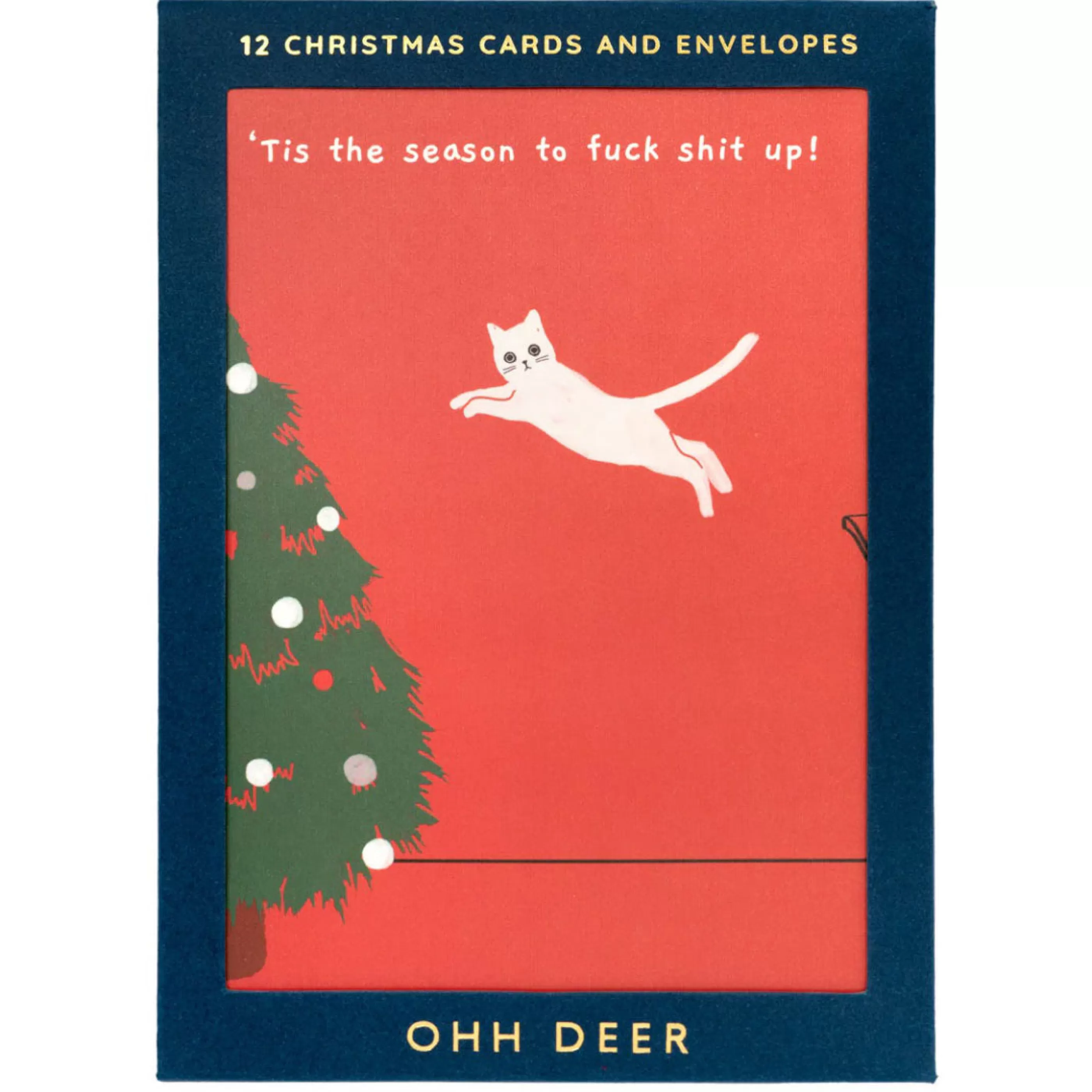 Ohh Deer Ken The Cat Christmas Card Set Best Sale