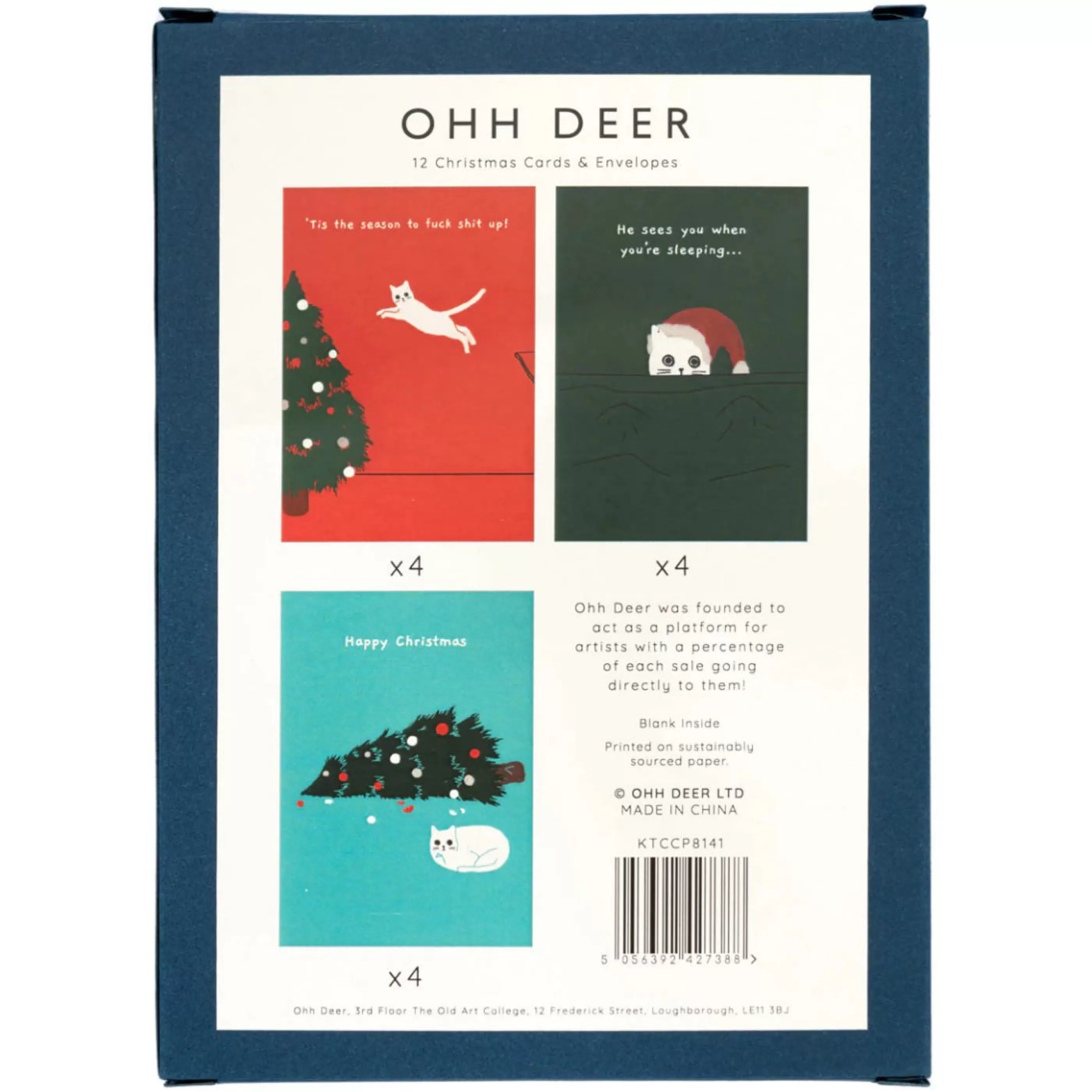 Ohh Deer Ken The Cat Christmas Card Set Best Sale