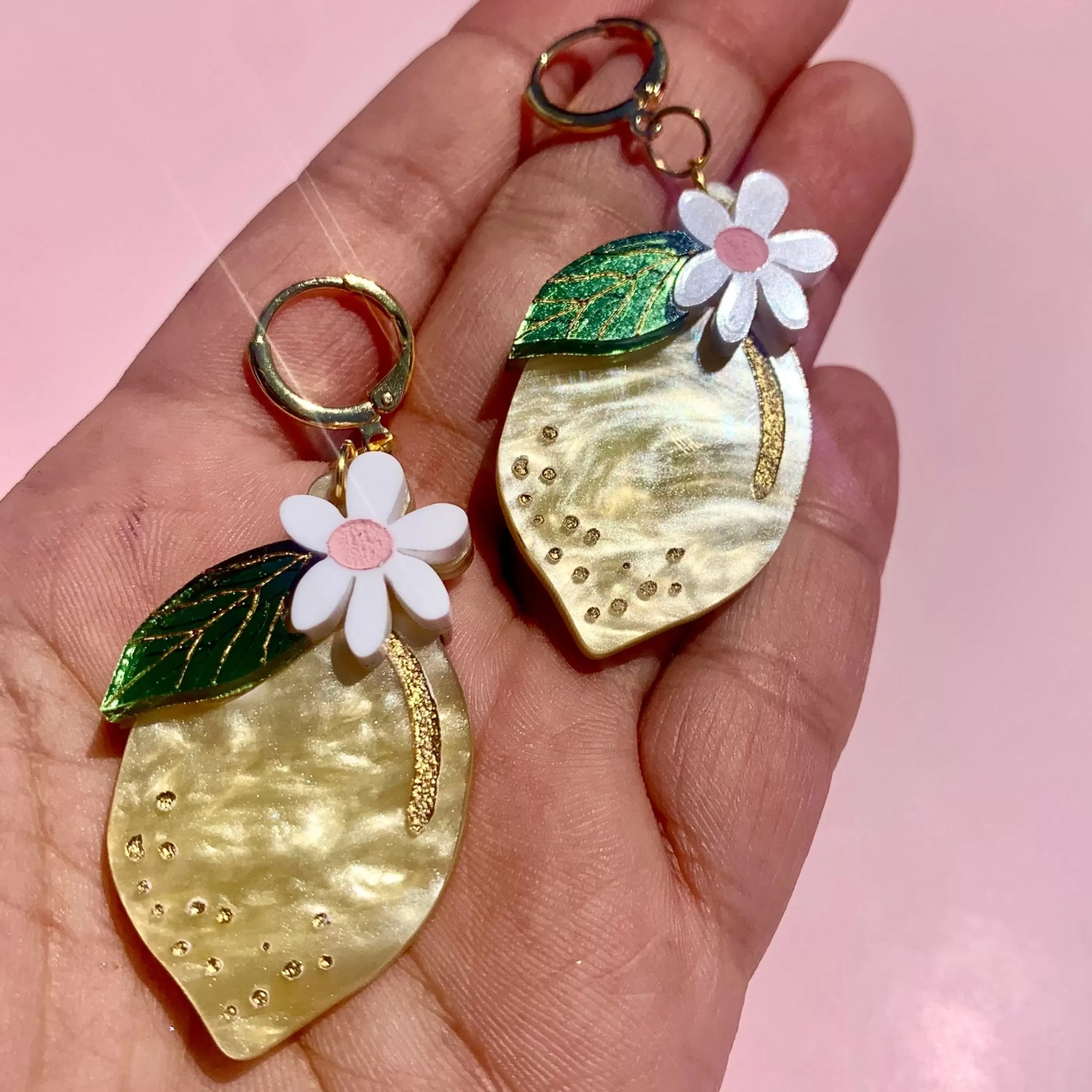 Not Picasso Jewellery>Lemon & Flower Earrings