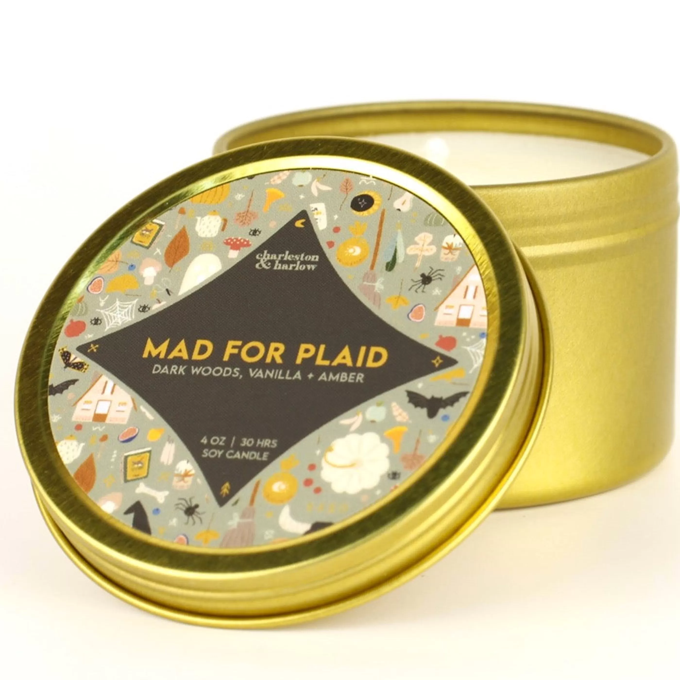 Charleston & Harlow Candle Co. Candles & Home Fragrances>Mad For Plaid Soy Wax Candle Travel Tin