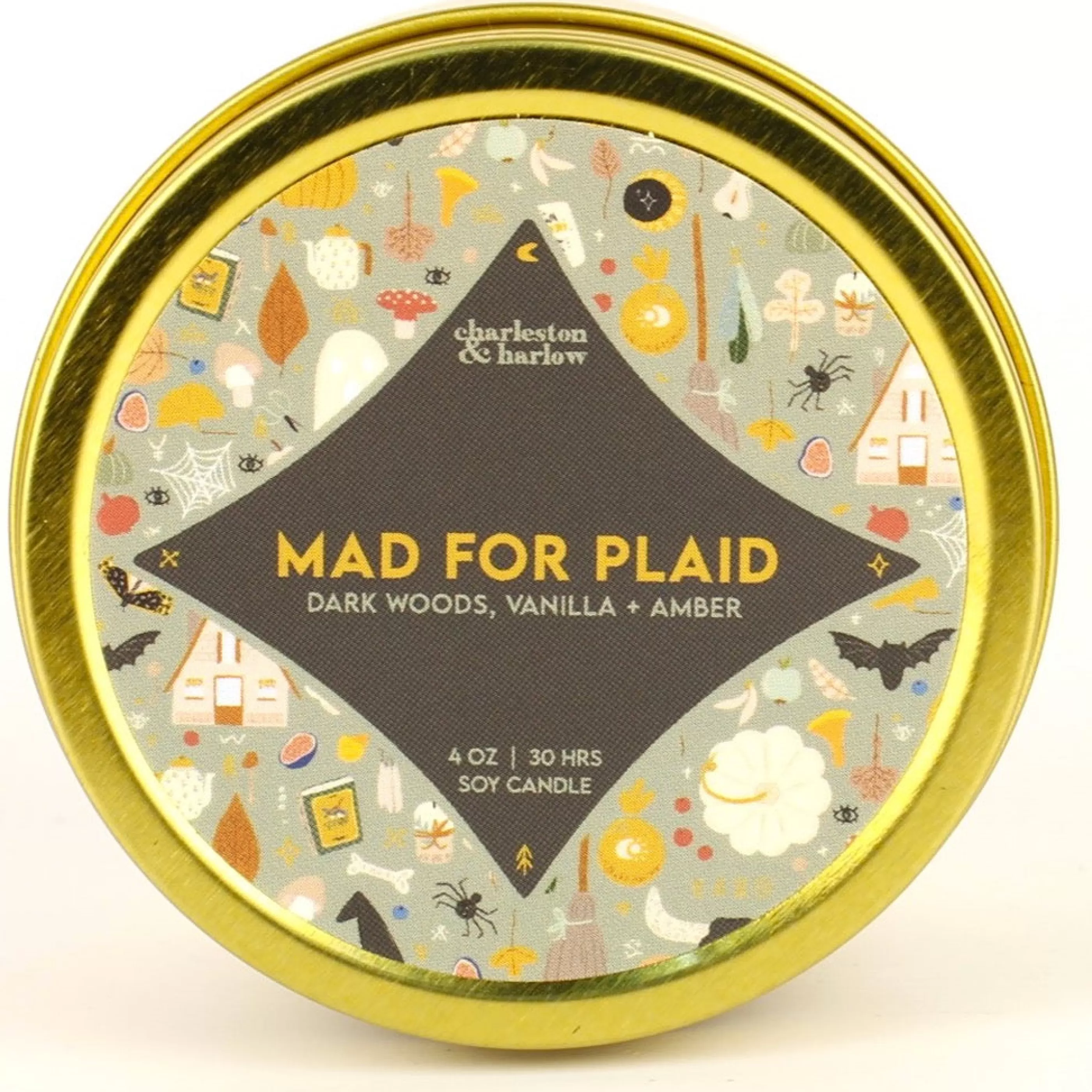 Charleston & Harlow Candle Co. Candles & Home Fragrances>Mad For Plaid Soy Wax Candle Travel Tin