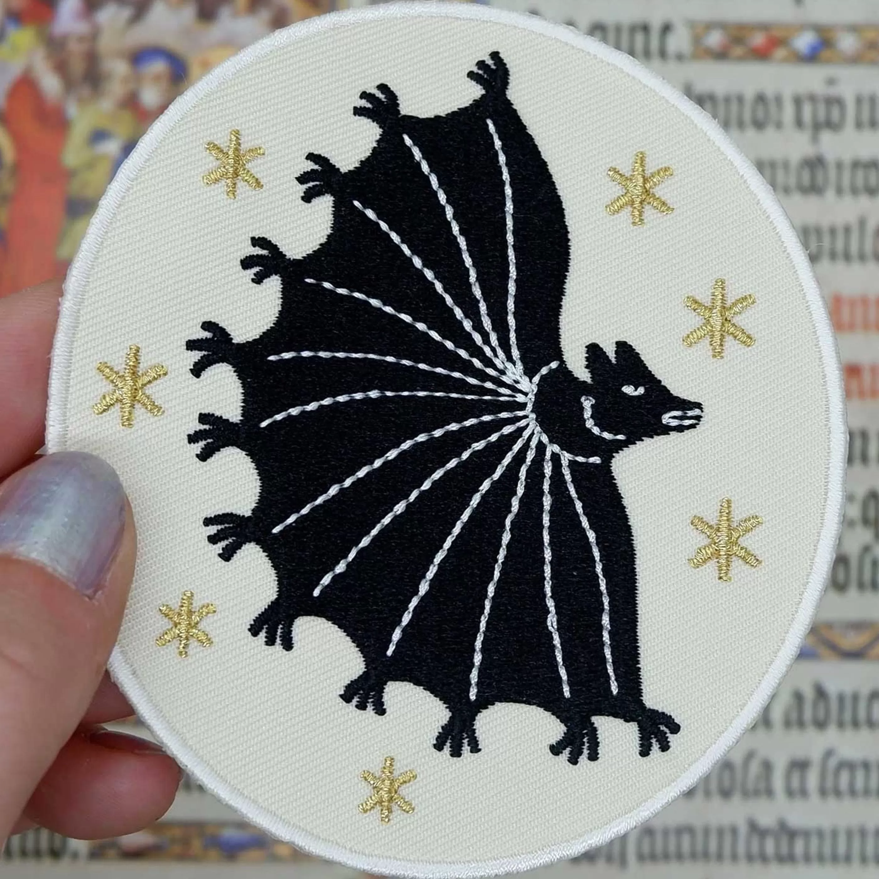 Cat Coven Pins, Patches & Keychains>Medieval Bat Embroidered Patch