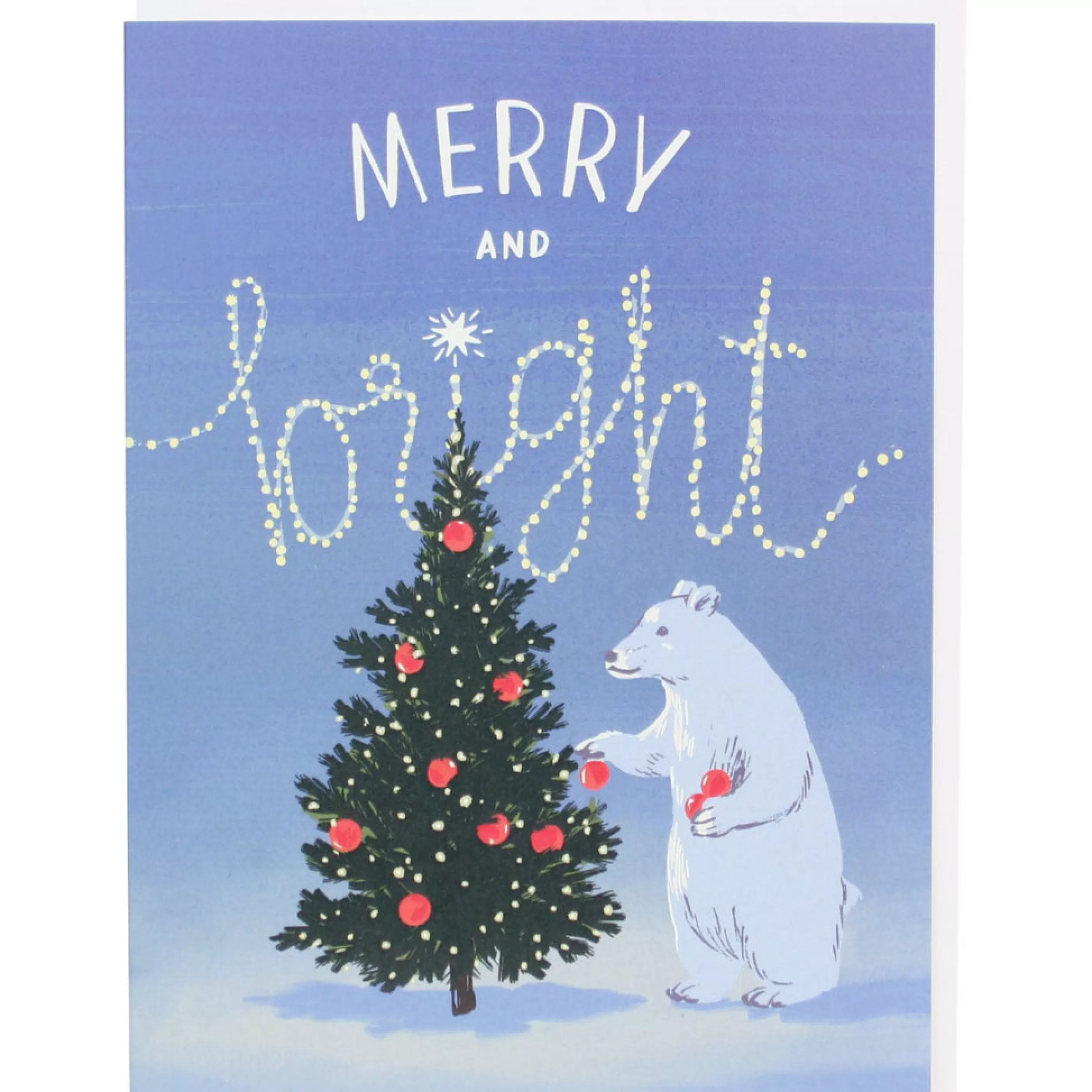 Smudge Ink Merry And Bright Polar Bear Christmas Card Sale