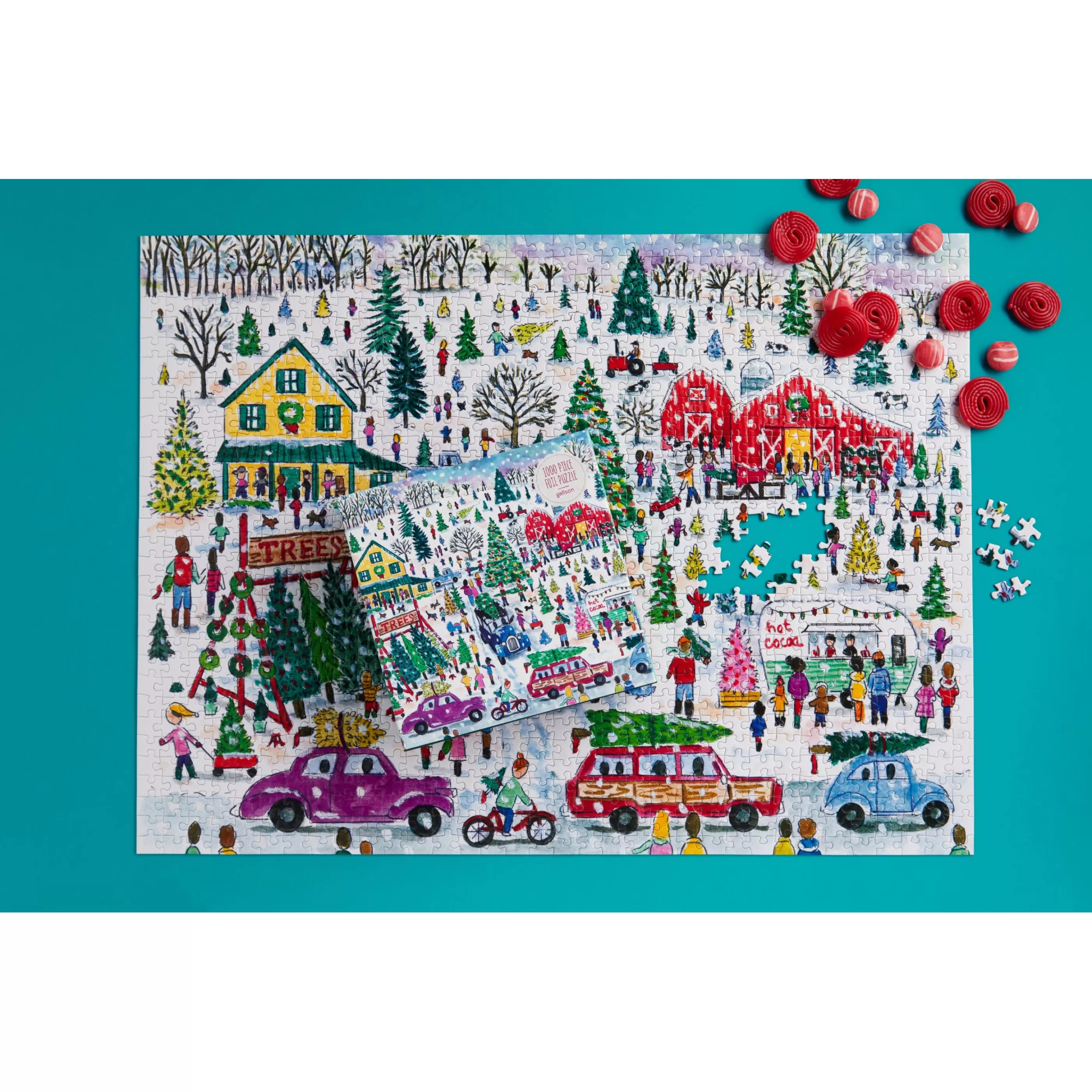 Galison Michael Storrings Christmas Tree Farm 1000 Piece Foil Puzzle Cheap