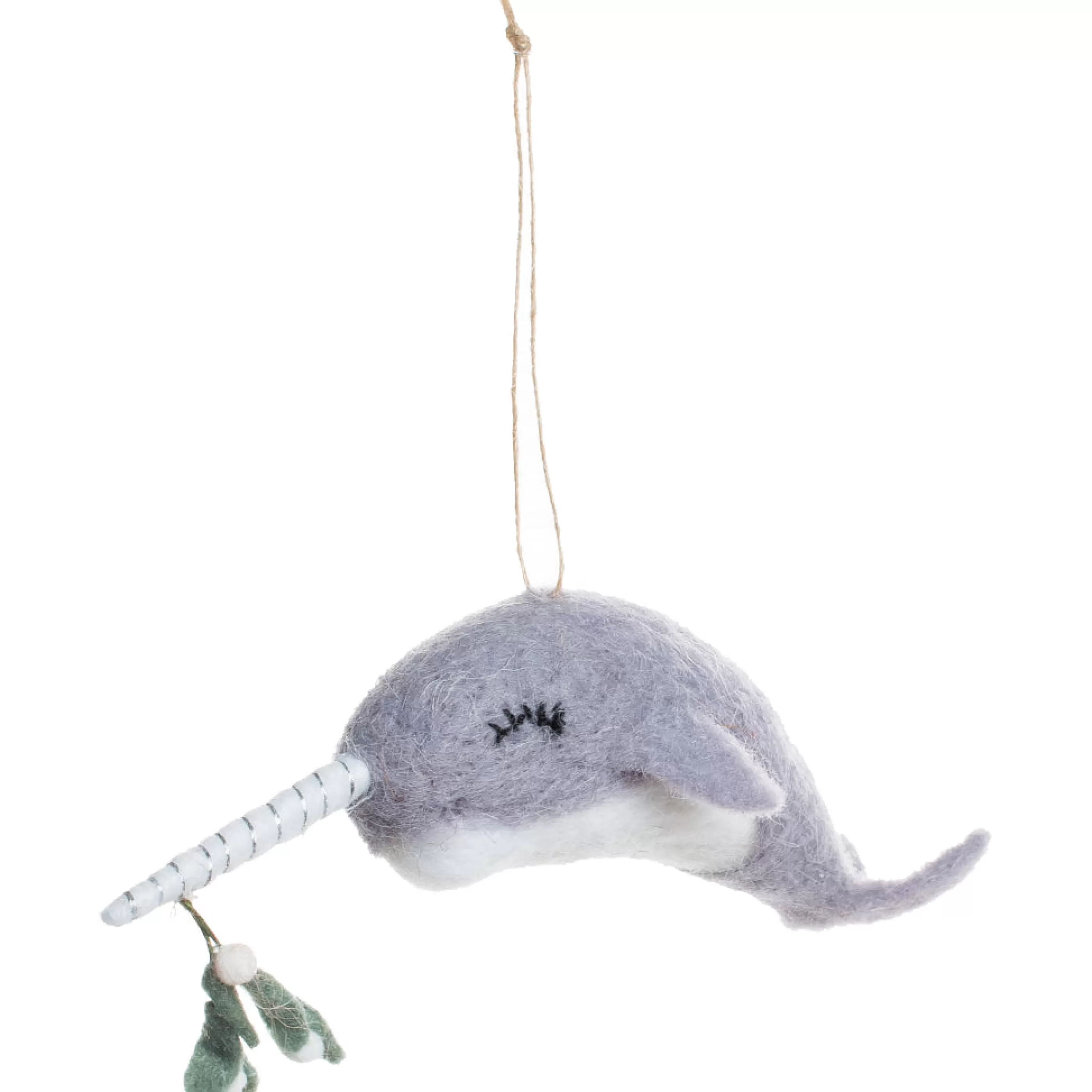 Silver Tree Narwhal Felt Ornament Sale