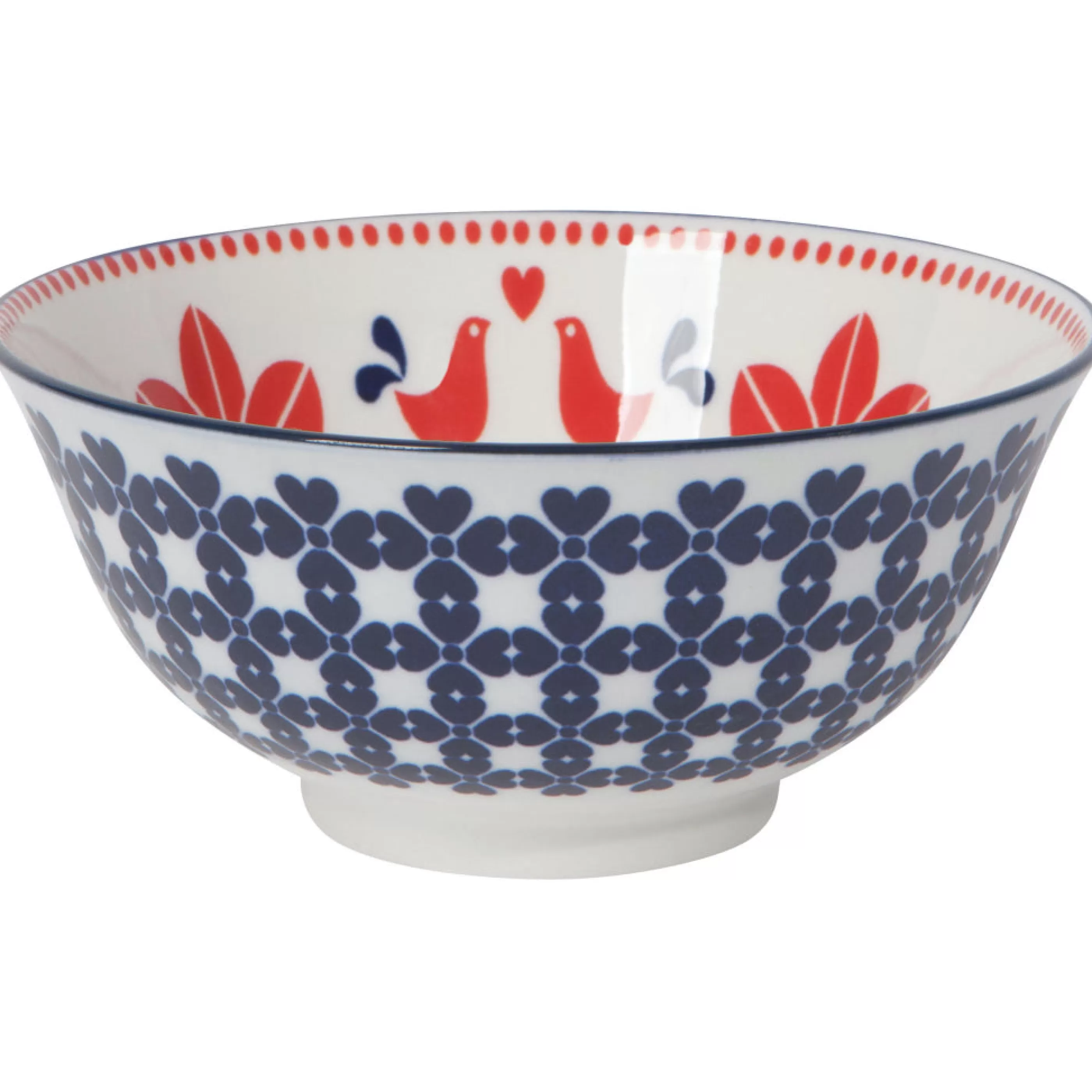 Danica Kitchen & Dining>Navy & Red Bird 6 Inch Stamped Bowl