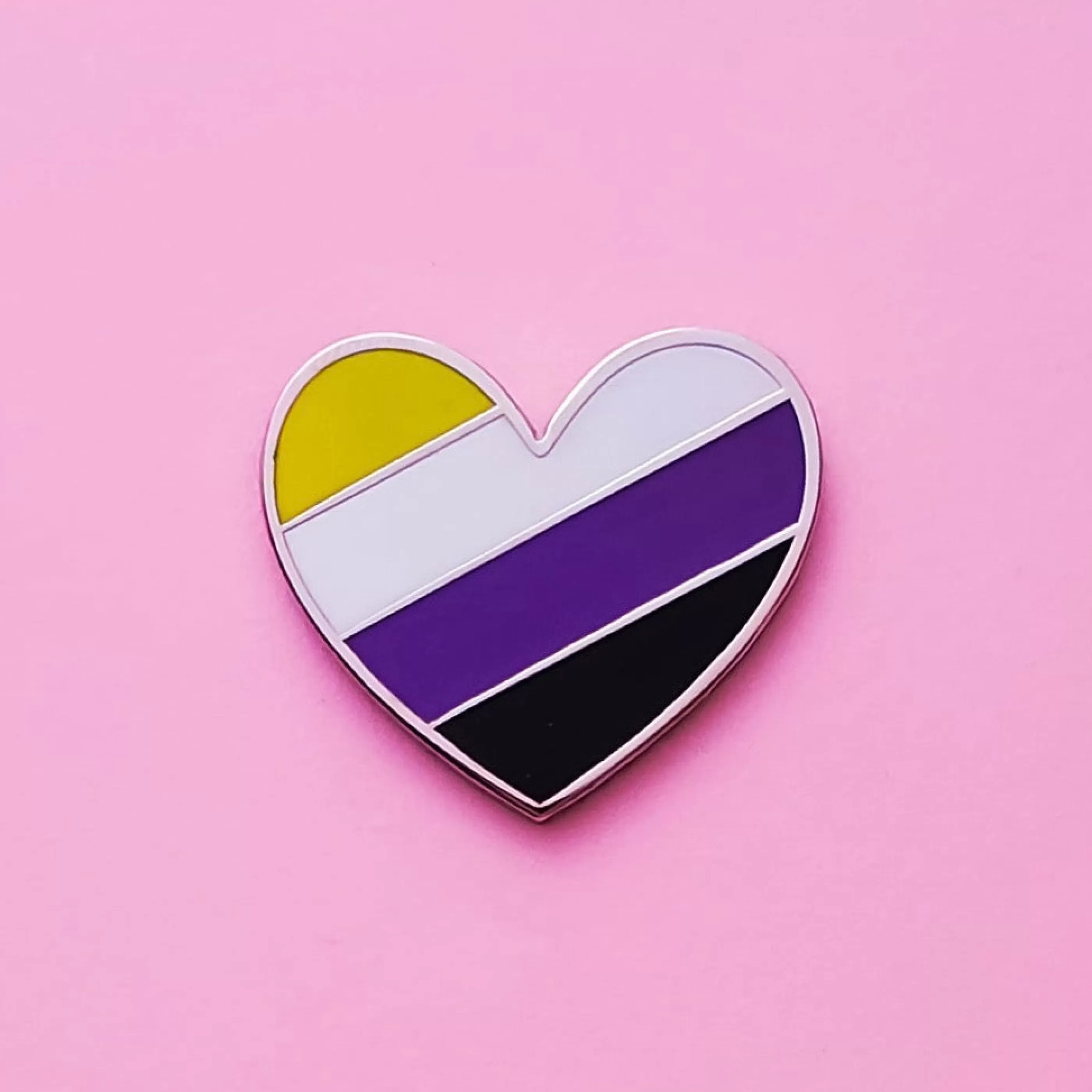 Little Rainbow Paper Co. Pins, Patches & Keychains>Non-Binary Flag Heart Enamel Pin