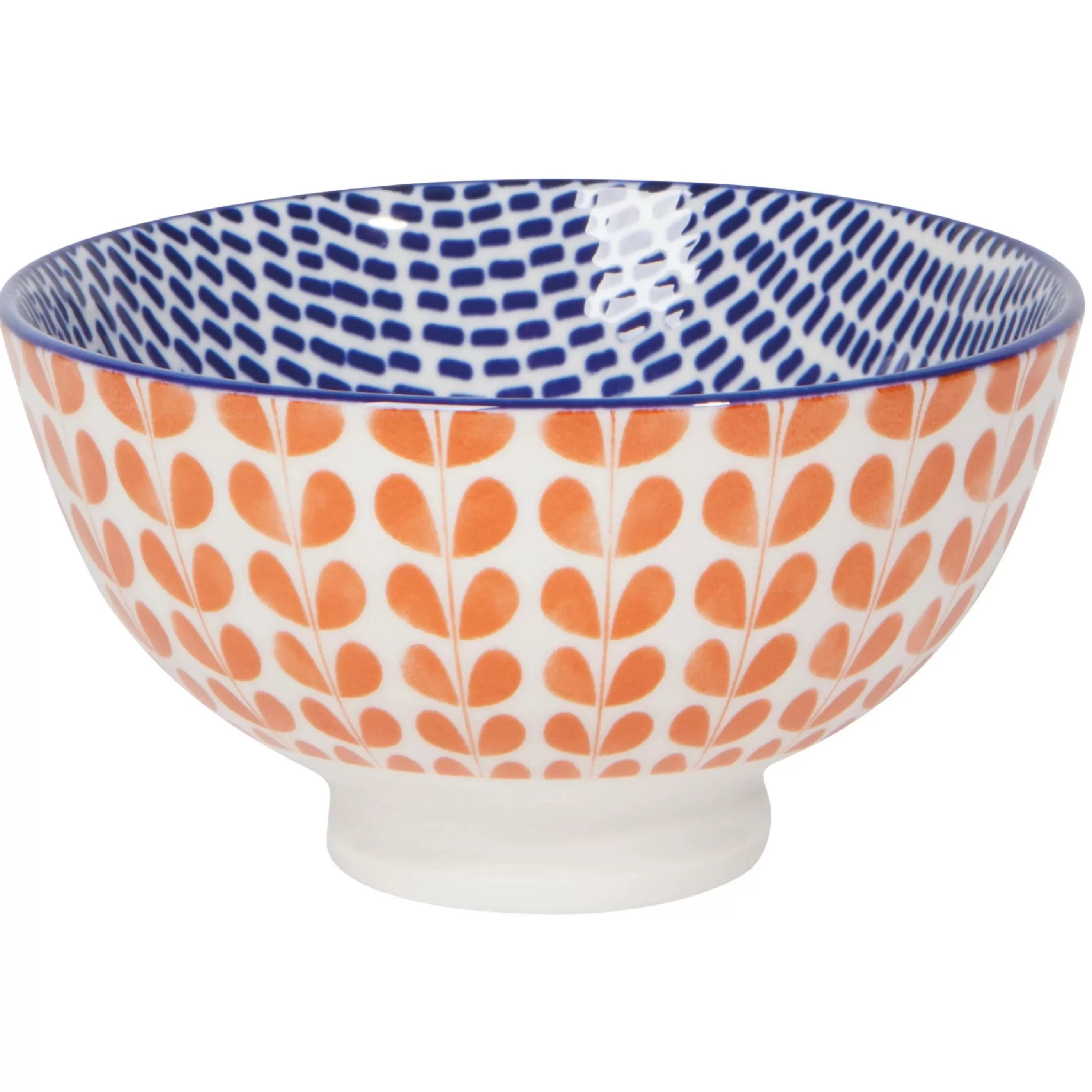 Danica Kitchen & Dining>Orange Blue Blossom Stamped Bowl 4 Inch