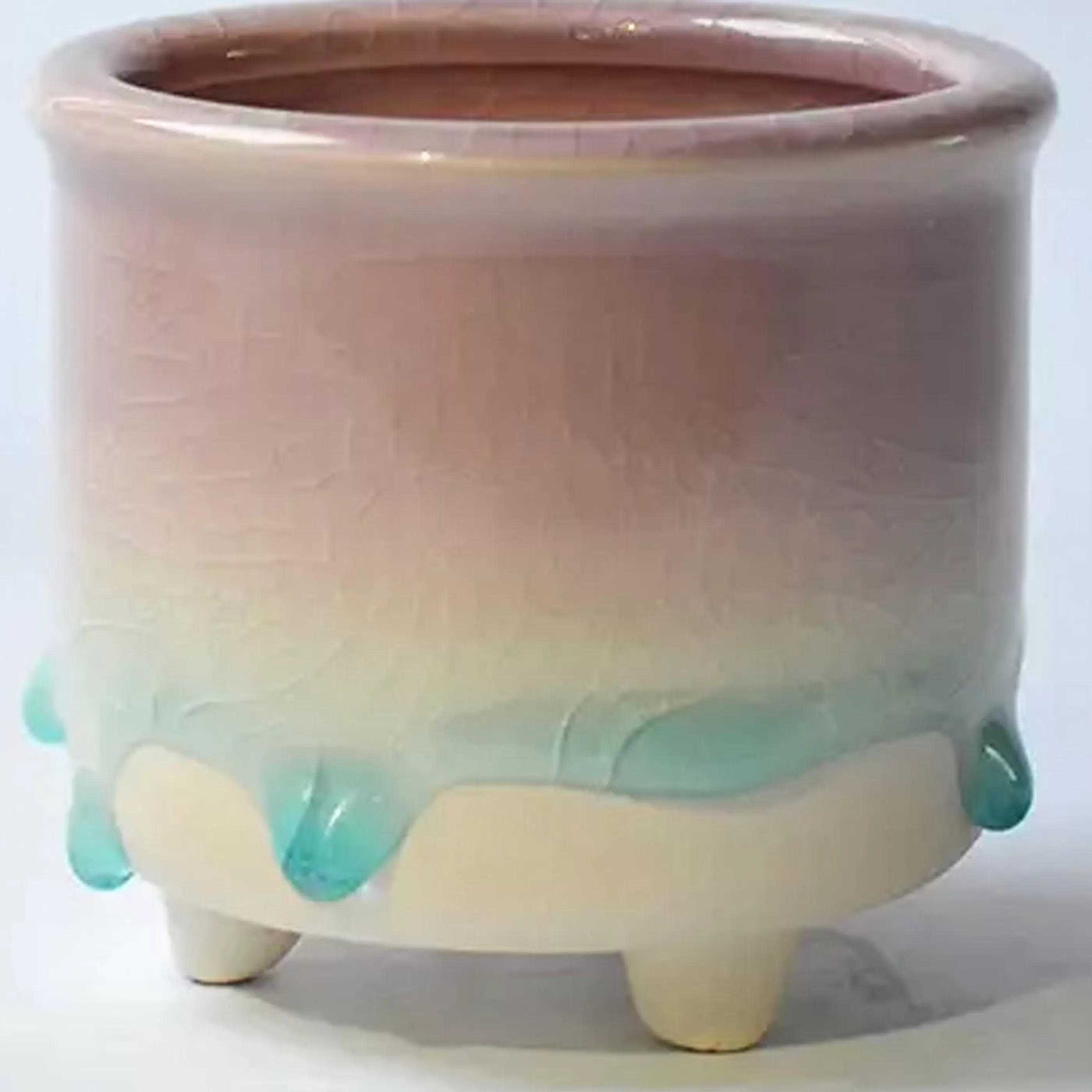 Springer Decor Home Accessories>Pink To Blue Dripping Glazed Planter Pot