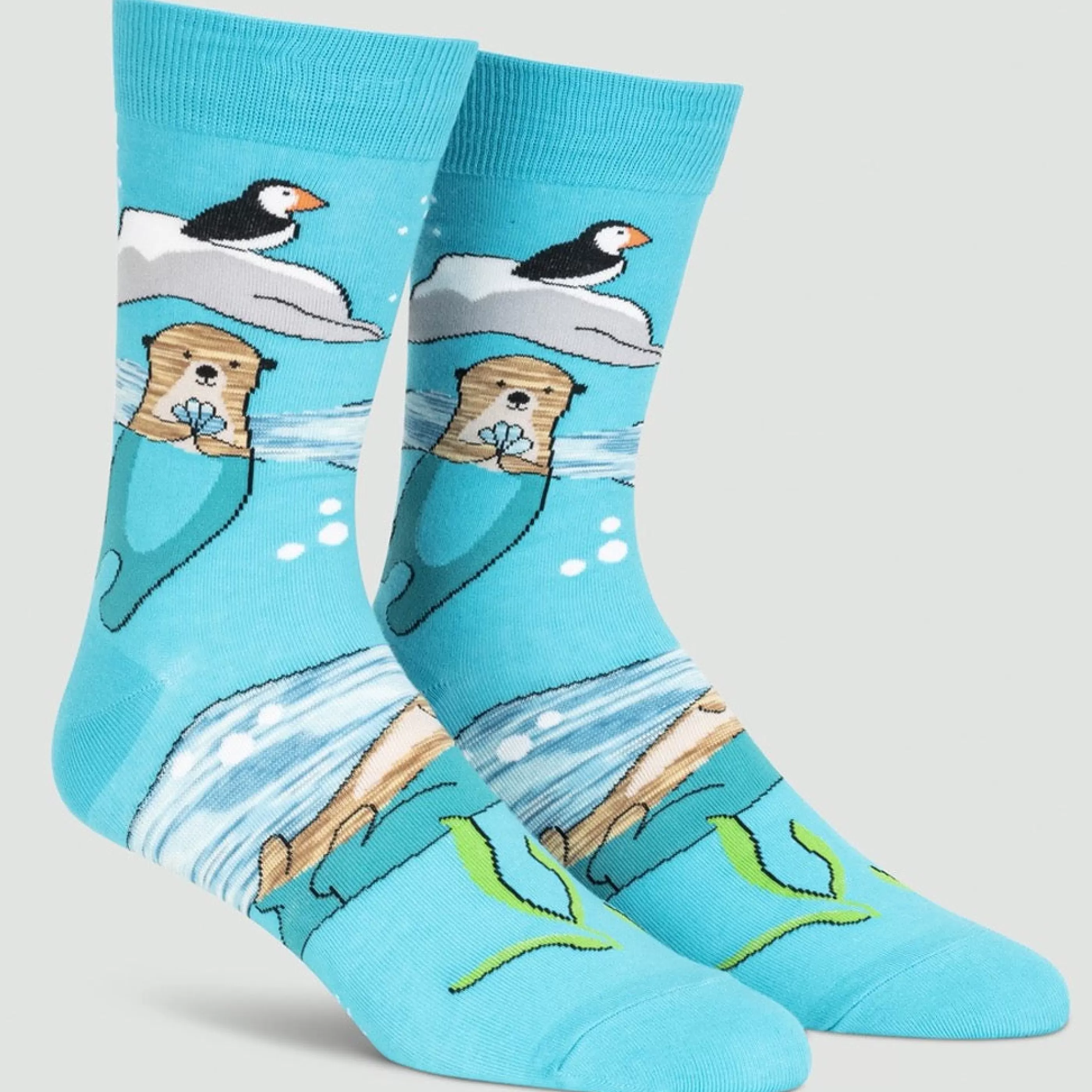 Sock It To Me Men's Socks>Plays Well With Otters Men's Crew Socks