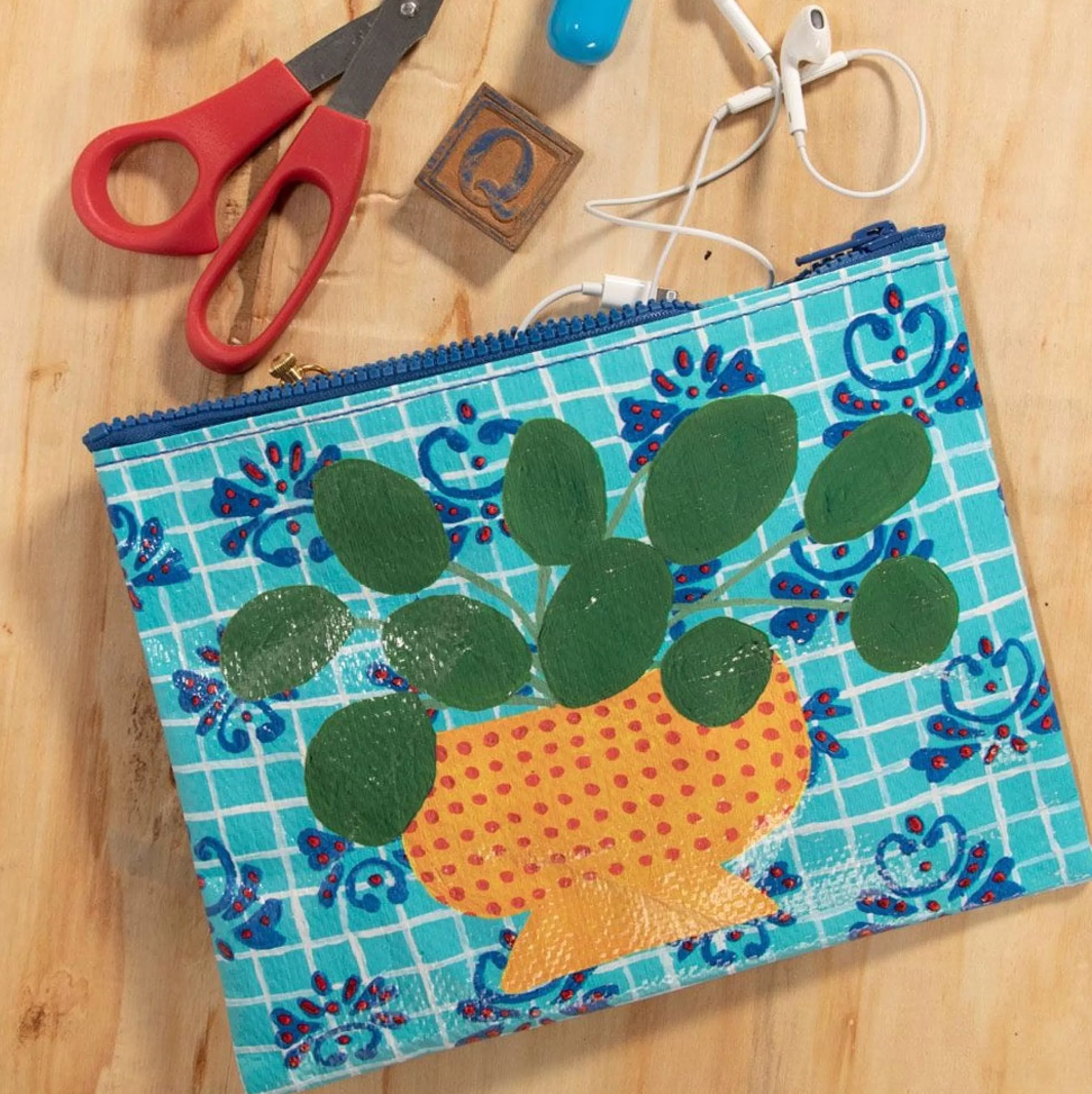 Blue Q Bags>Pretty Plant Zipper Pouch