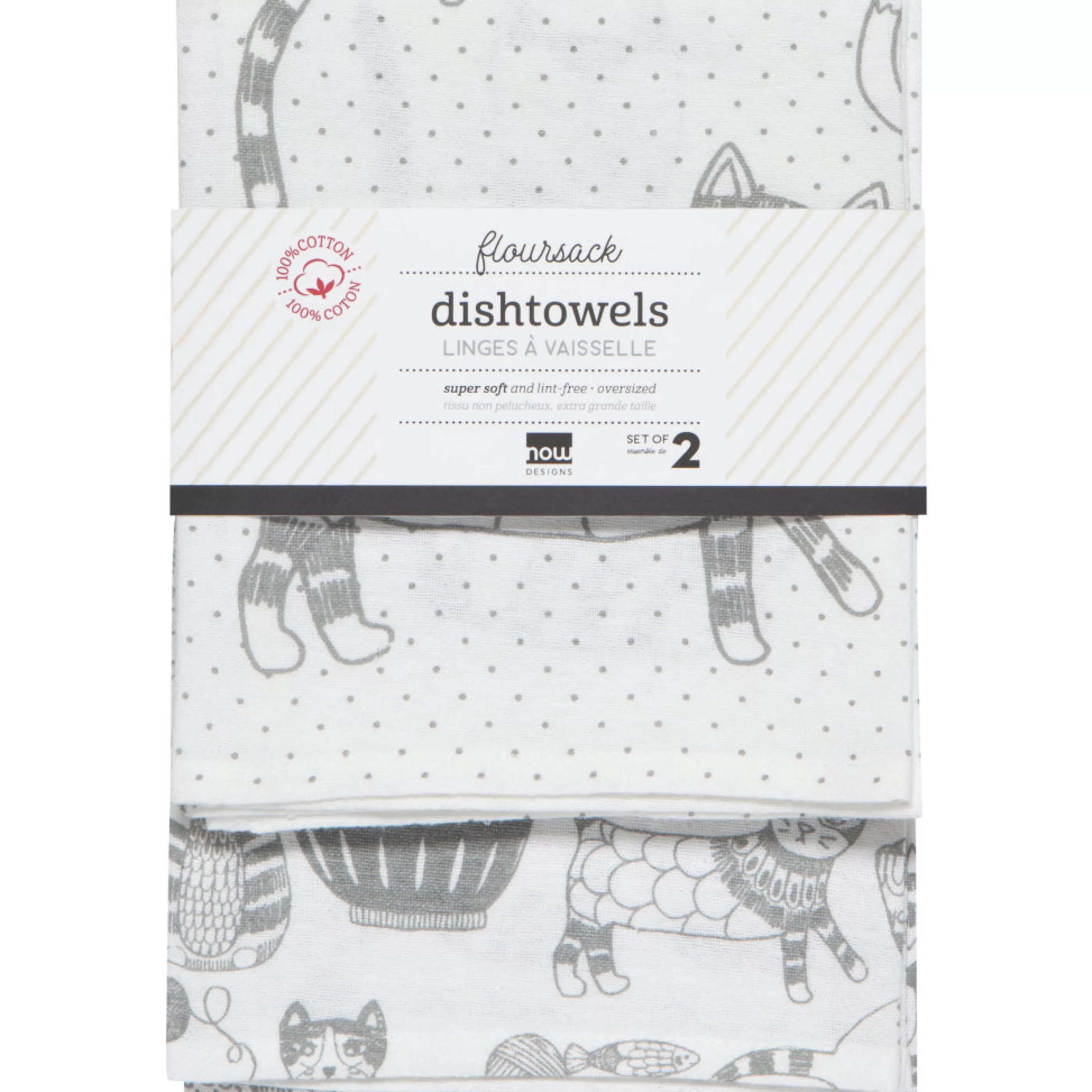 Danica Kitchen & Dining>Purr Party London Grey Floursack Tea Towels Set Of 2